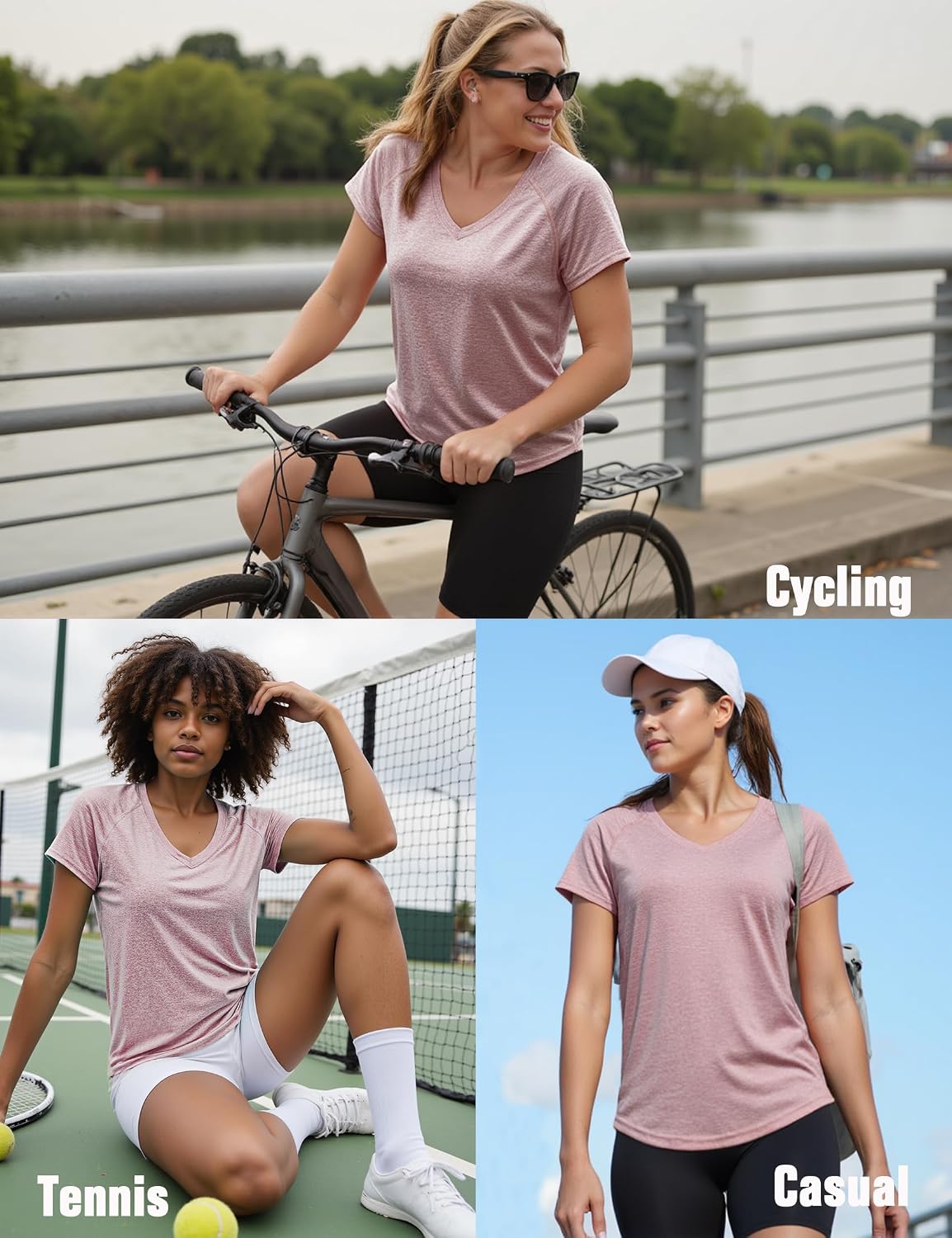 Thumbnail 5 de Wayleb Sportshirt Damen Kurzarm V-Ausschnitt – Leichtes, atmungsaktives Lauf- und Fitnessshirt