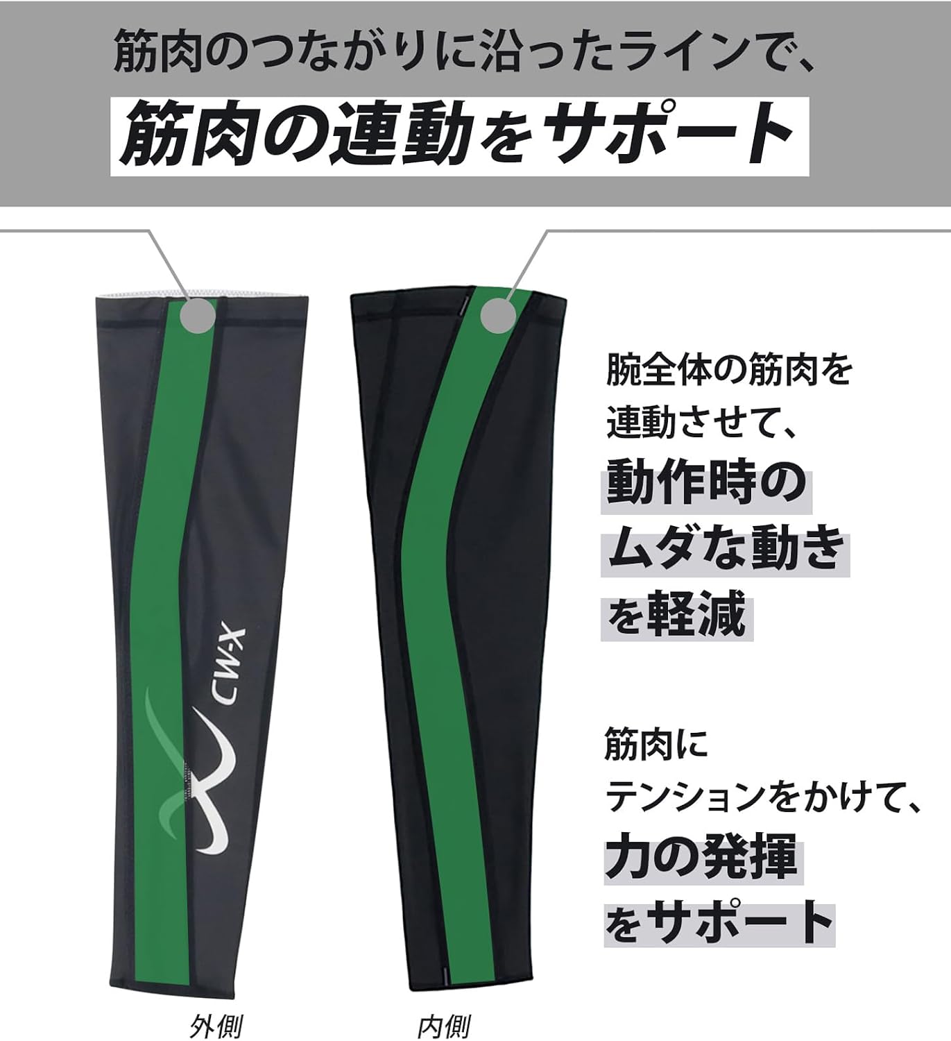 Thumbnail 3 de CW-X BCR002 左腕用アームサポーター ストレッチ性・腕口滑り止め付き
