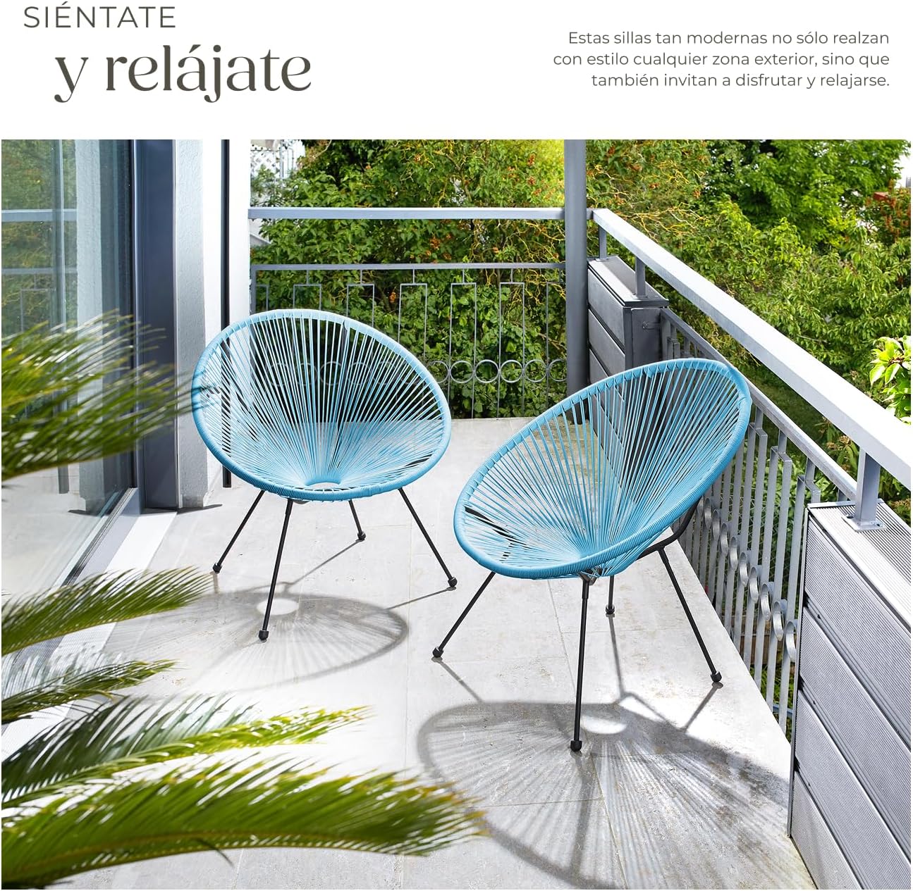 Thumbnail 6 de tectake® Conjunto 2 Sillas Acapulco hasta 120 kg