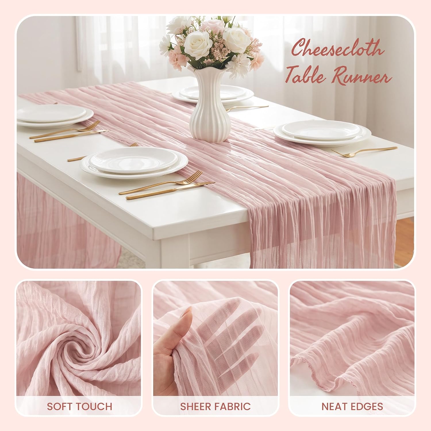 Thumbnail 4 de IVAPUPU 10ft Cheesecloth Table Runner ๐