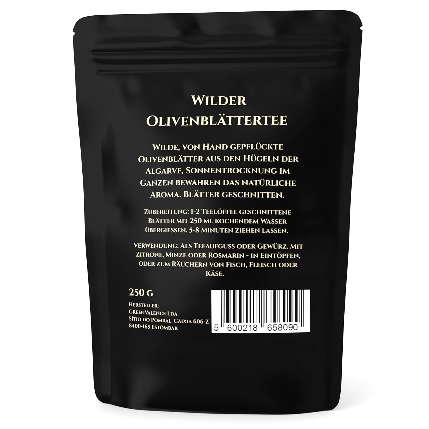 Detalle 2 de GreenValence Wilder Olivenblättertee (250 g) – handverlesene, sonnengetrocknete Olivenblätter aus der Algarve