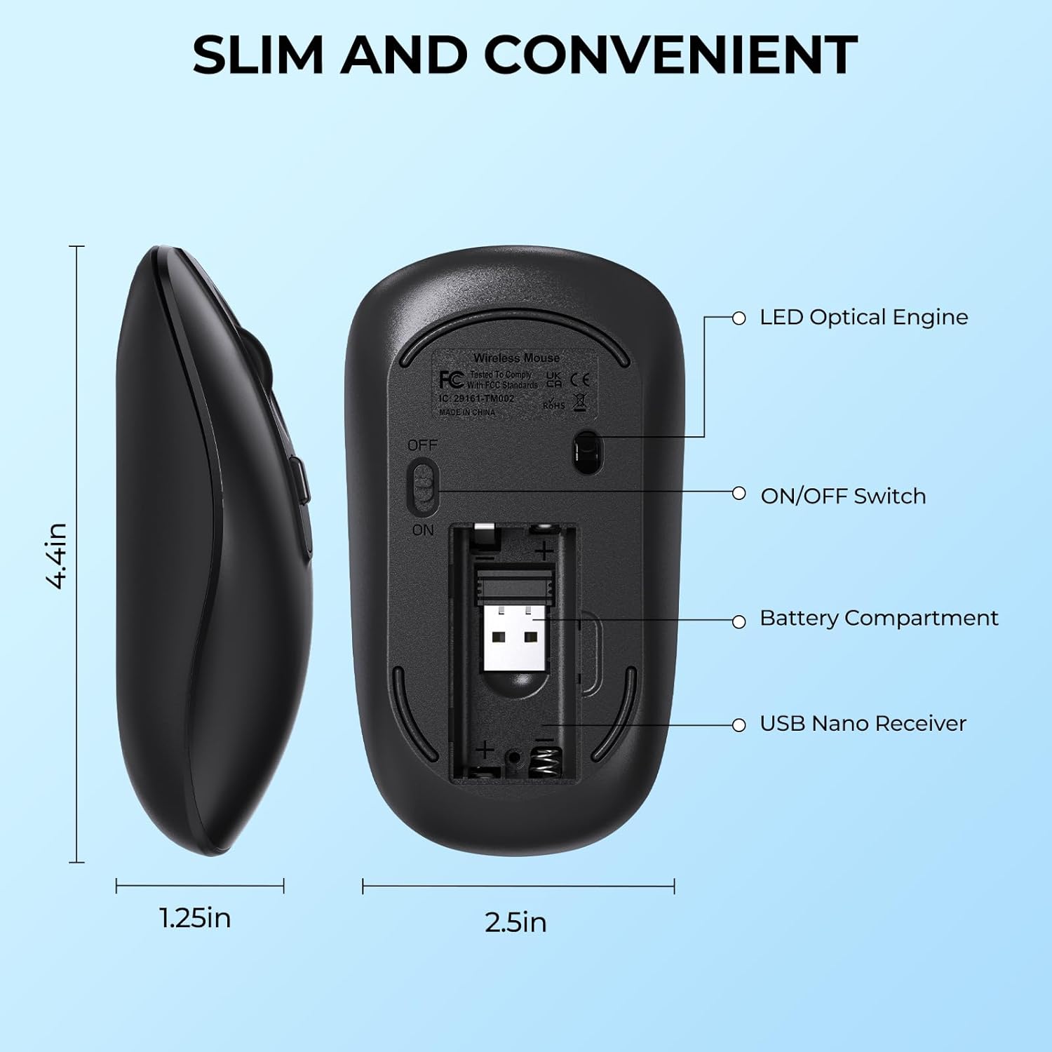 Thumbnail 5 de Wireless Mouse 2.4G Slim Portable 1600 DPI