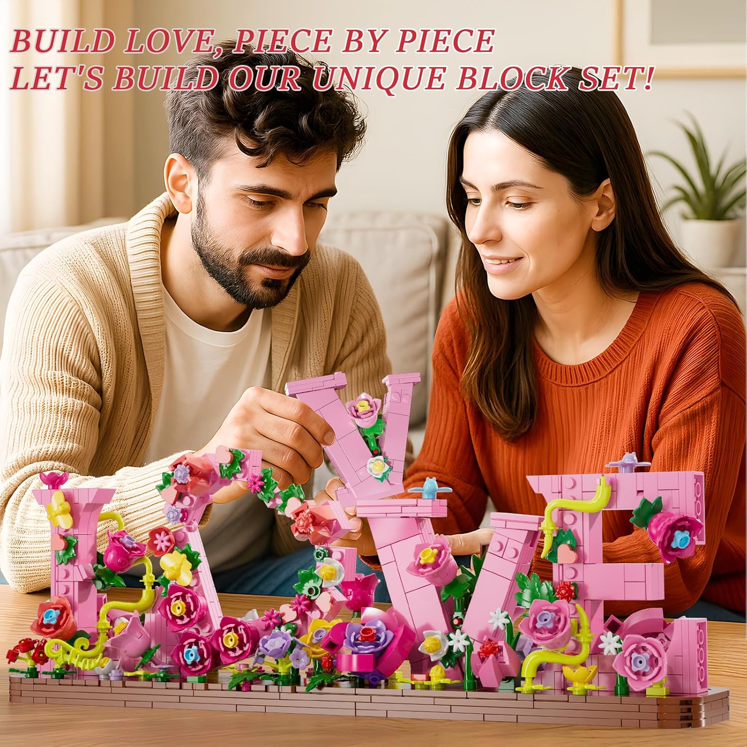 Thumbnail 3 de KOJAYHOL Lot de 791 jouets de construction en forme de cœur « LOVE » – kit DIY déco florale