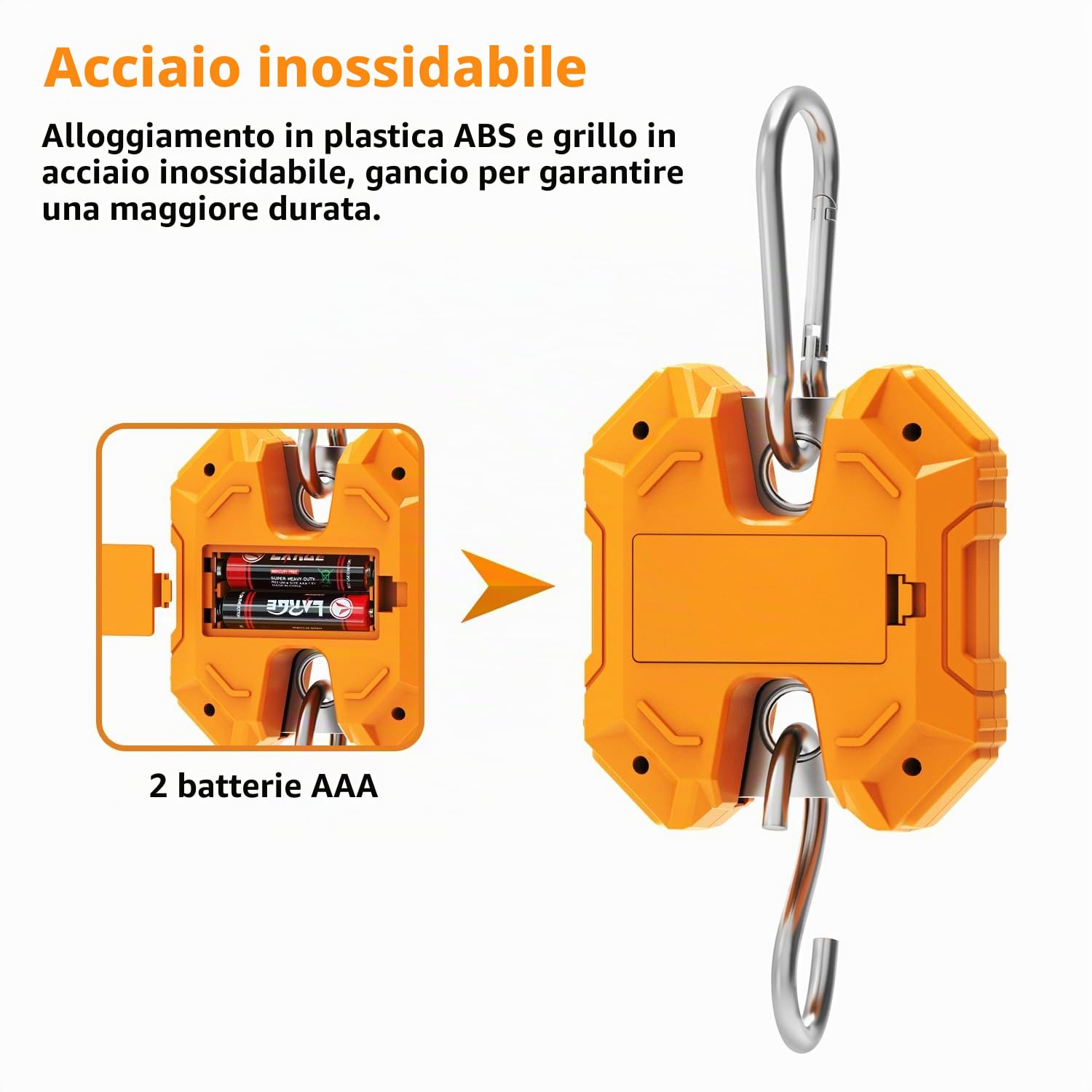 Detalle de GRAM PRES Bilancia sospesa digitale 300 kg / 660 lb: bilancia portatile per caccia, pesca e uso all'aperto