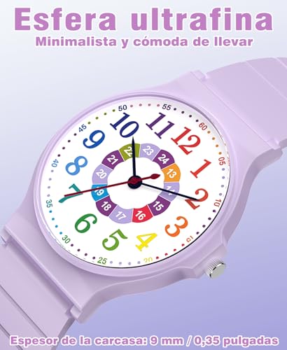 Detalle de SOCICO Reloj analógico para aprender la hora – diseño camuflaje, resistente y seguro para niños