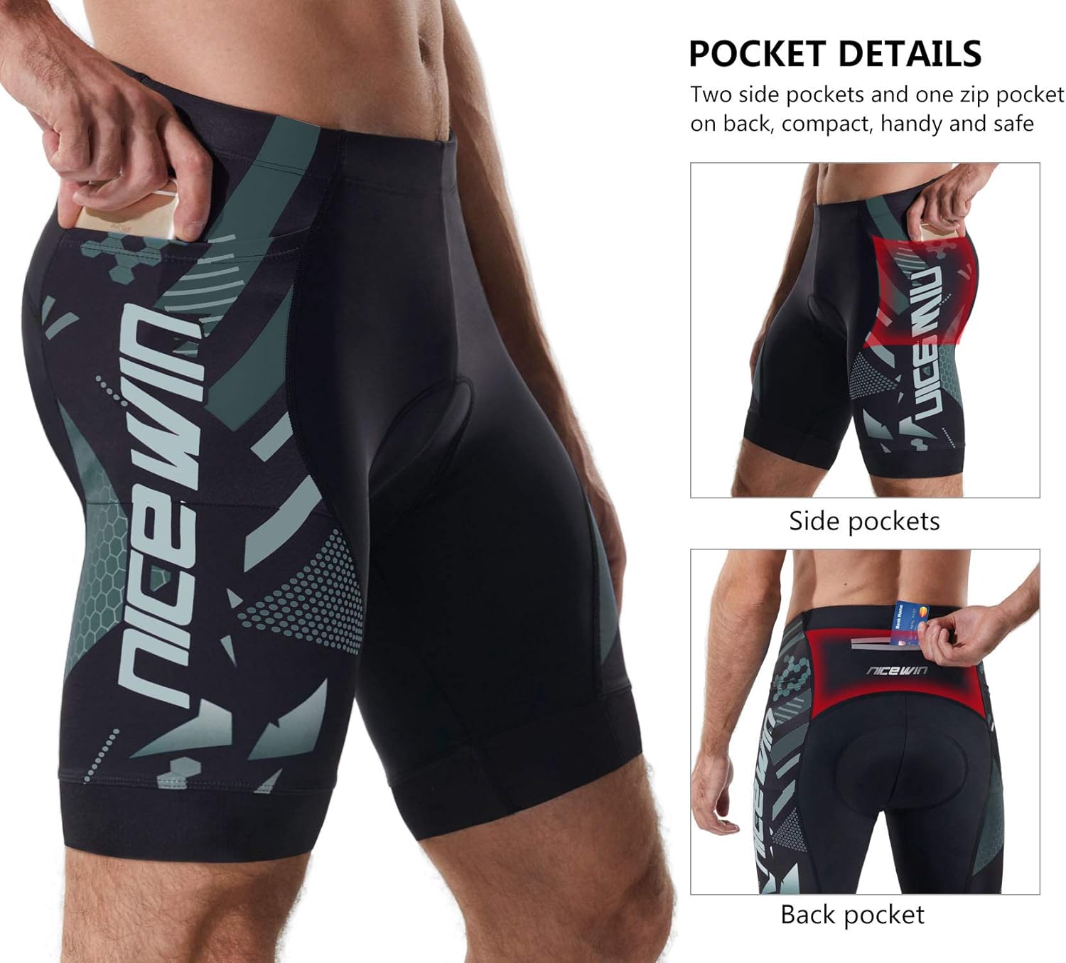 Thumbnail 2 de NICEWIN gepolsterte Mountainbike-Shorts für Herren mit Taschen – leicht, atmungsaktiv & schnell trocknend