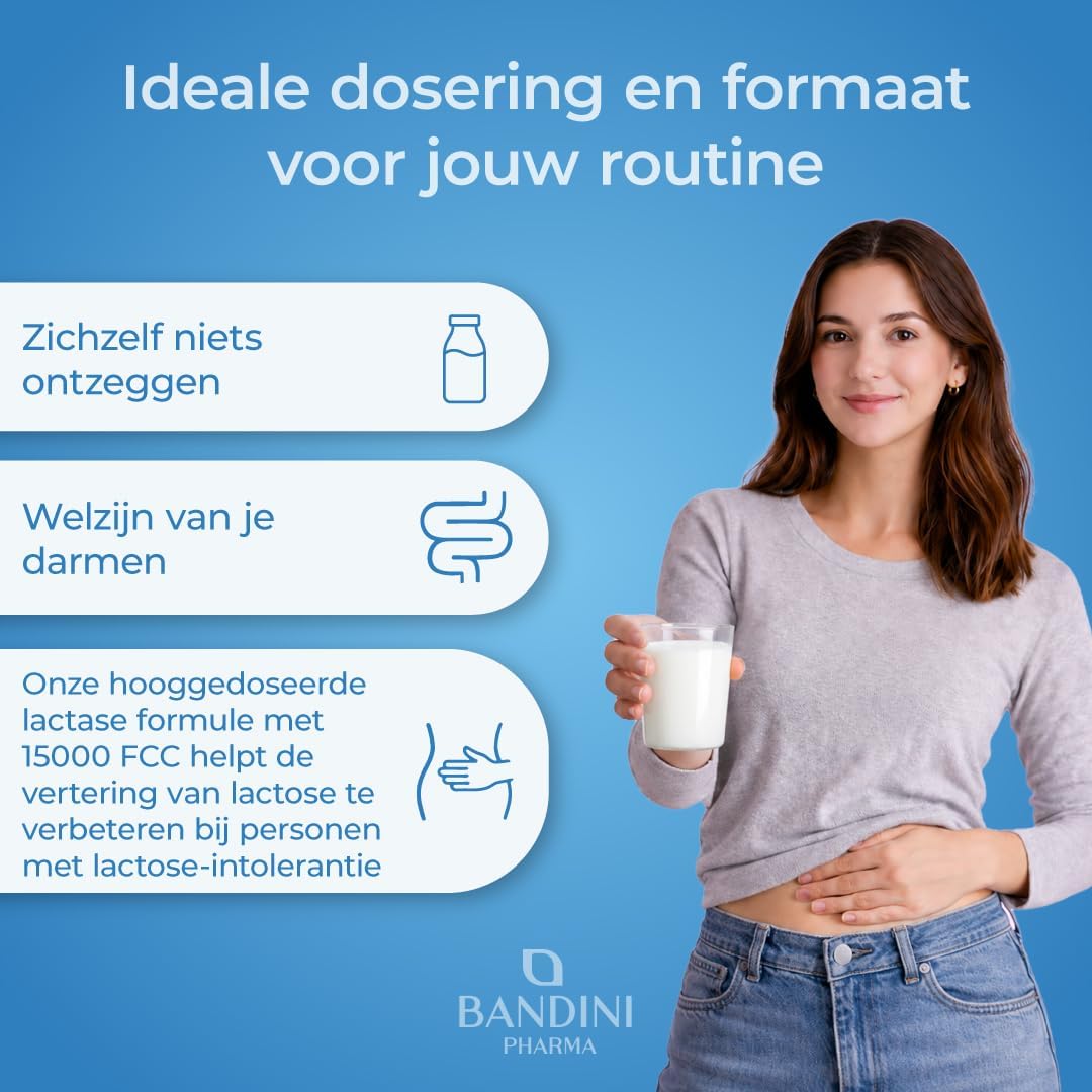Detalle de BANDINI Lattasi lactasetabletten, 15.000 FCC, 80 stuks, langzame afgifte