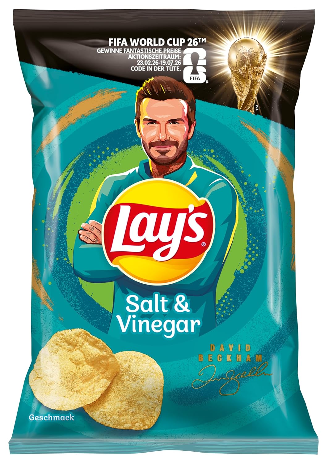 Detalle 1 de Lay’s Salt & Vinegar Kartoffelchips (9 x 150 g) – knusprige Party-Snacks für Lieblingsfans
