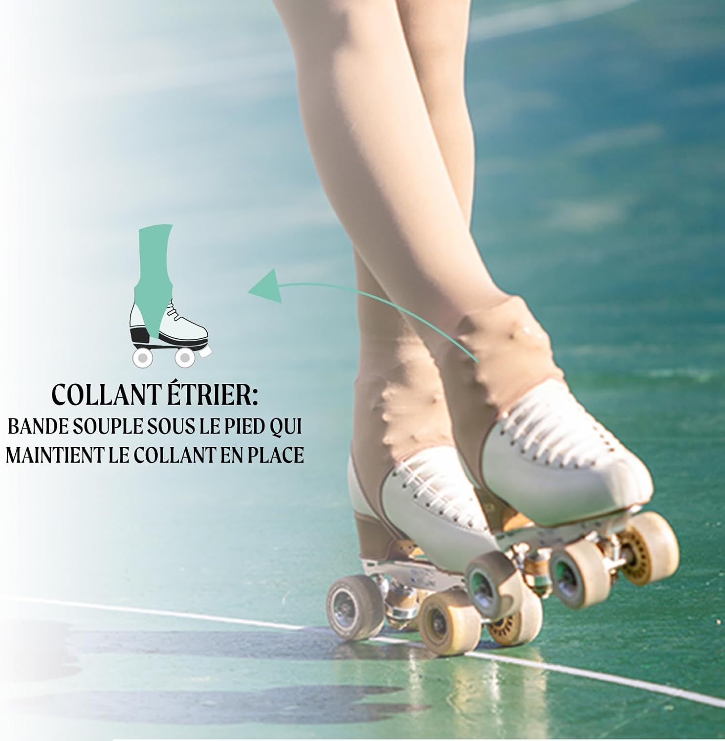 Thumbnail 3 de CALZITALY Collants Fille de Patinage Artistique et Roller Etriers - Noir / Naturel / 70 DEN