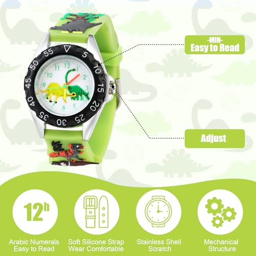 Thumbnail 2 de Vspek montre dinosaure verte pour enfant, mouvement à quartz et bracelet silicone