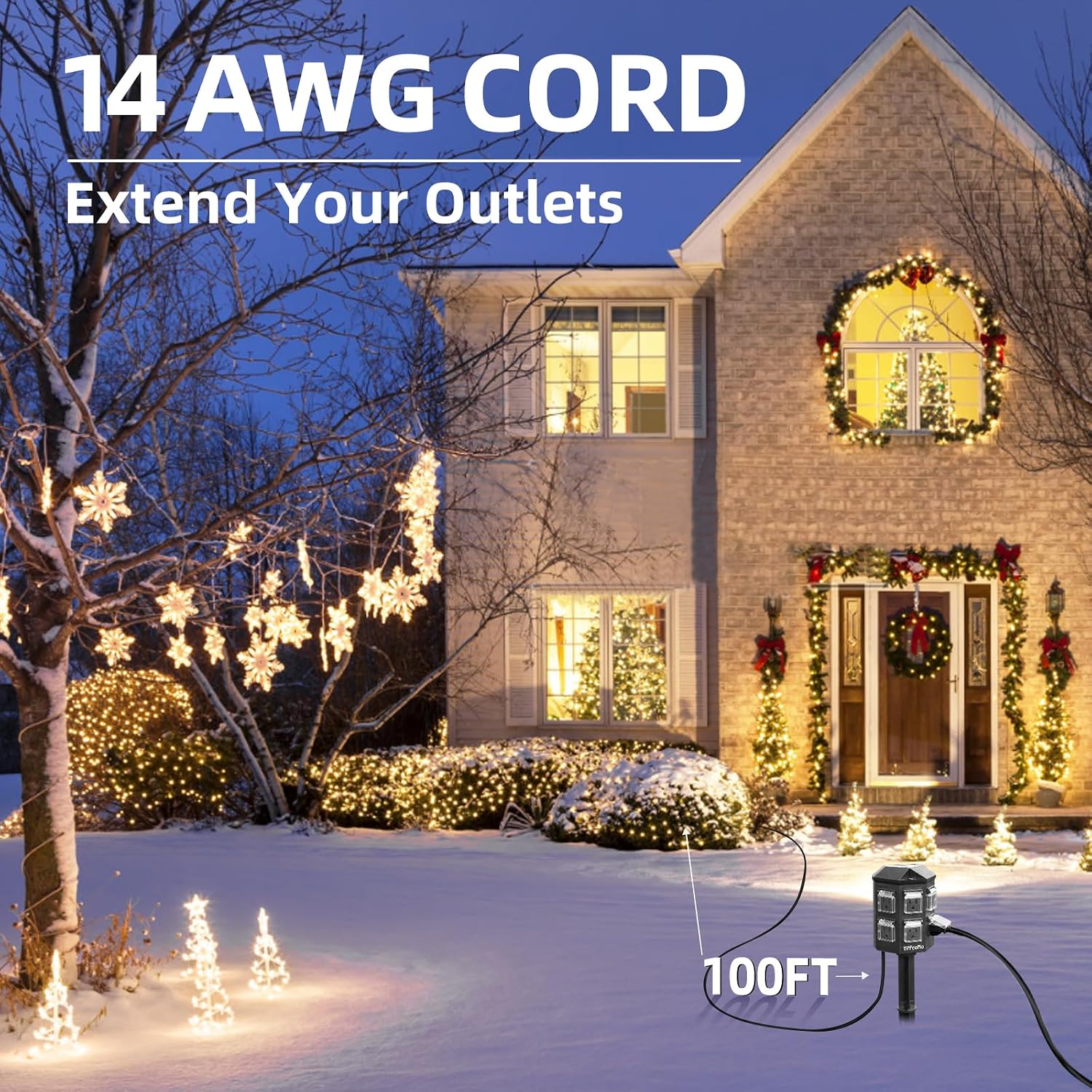 Thumbnail 3 de Tiffcofio Outdoor Weatherproof Power Strip 100 ft