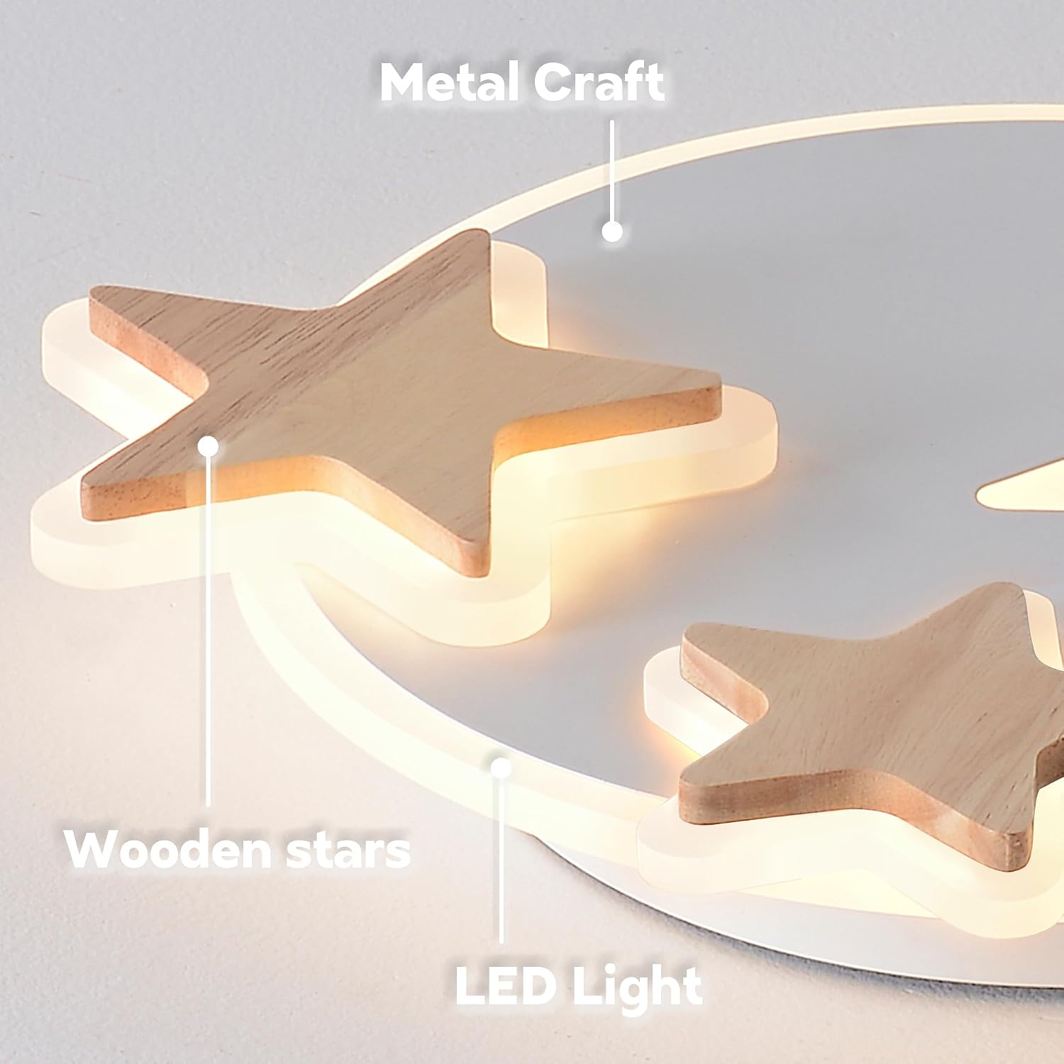 Detalle 2 de YUEEU 32CM 3000K - 6000K led-plafondlamp in stervorm, dimbaar met afstandsbediening