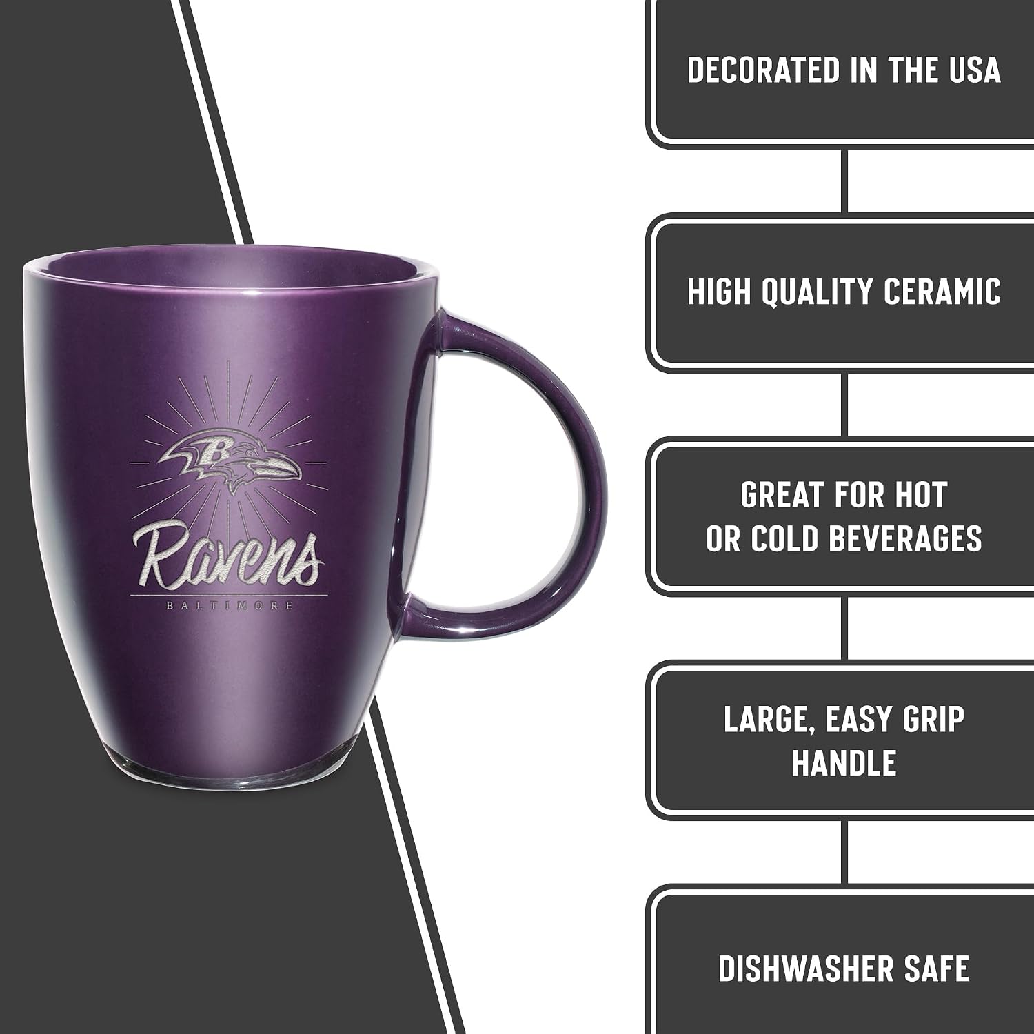 Detalle 2 de Rico Industries NFL Football Sunburst 18oz Laser Engraved Ceramic Lustre Mug