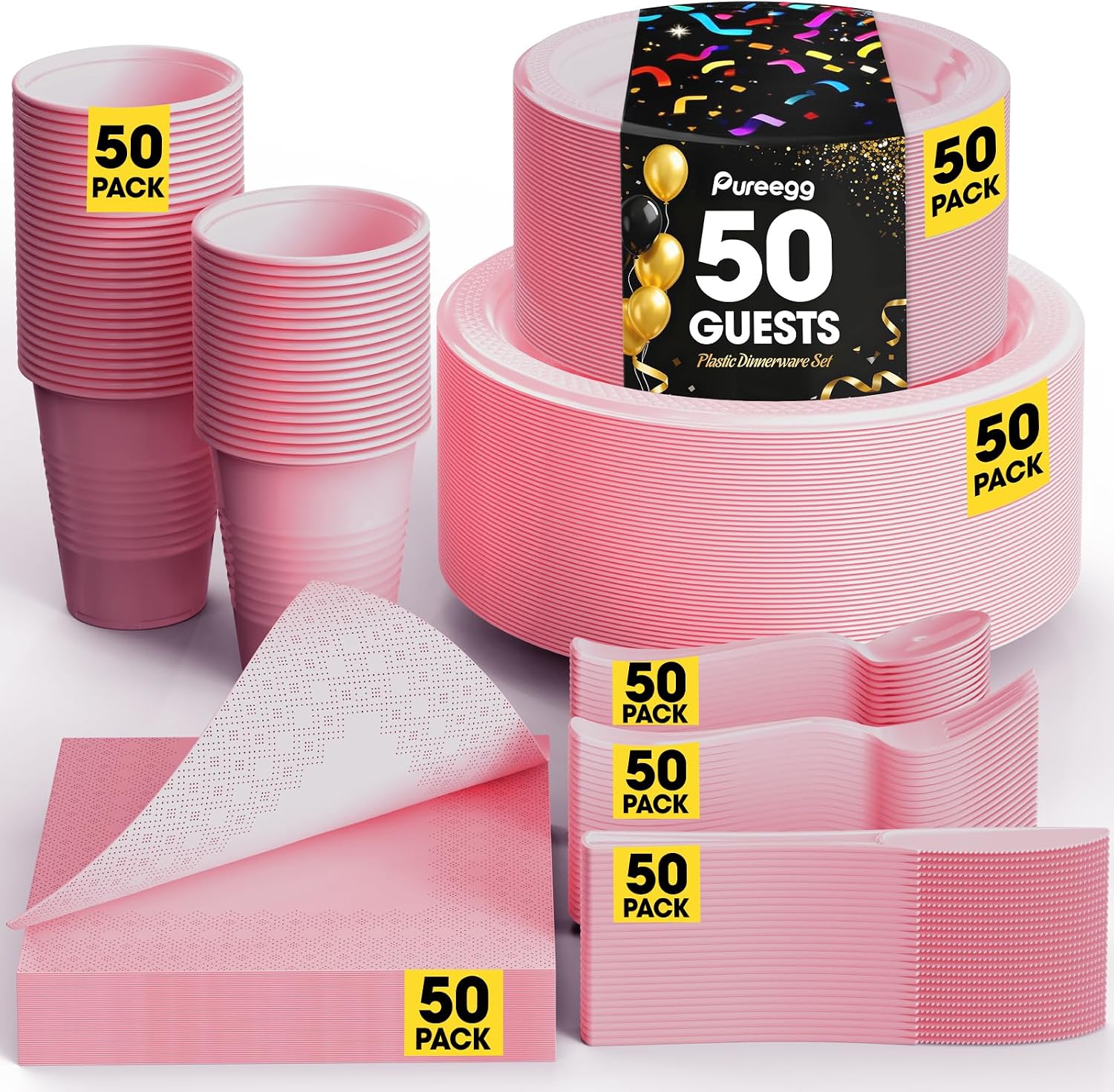 Detalle de Pureegg Plastic Dinnerware Set, 350 Pieces