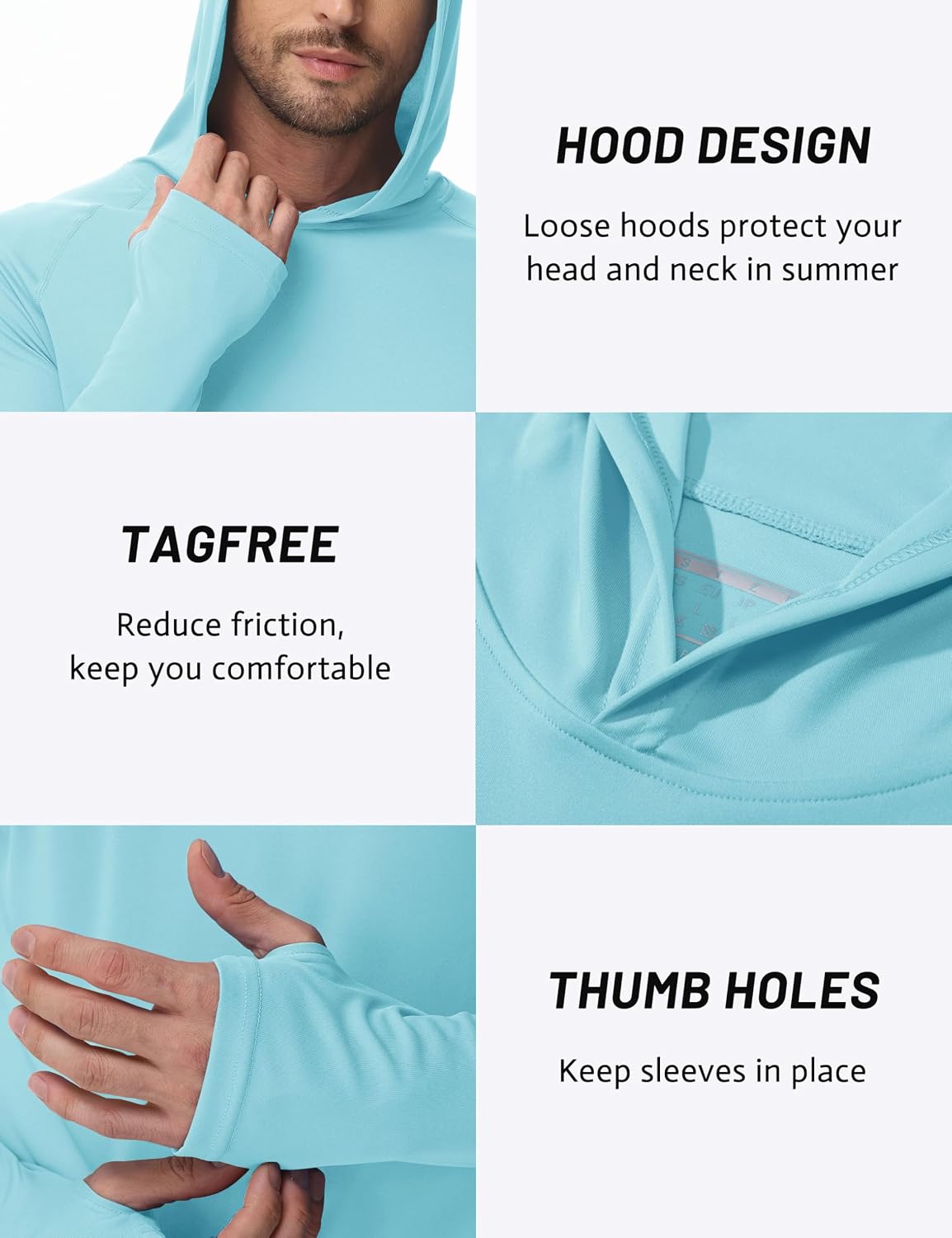 Detalle de TACVASEN UPF 50+ hoodie long sleeve