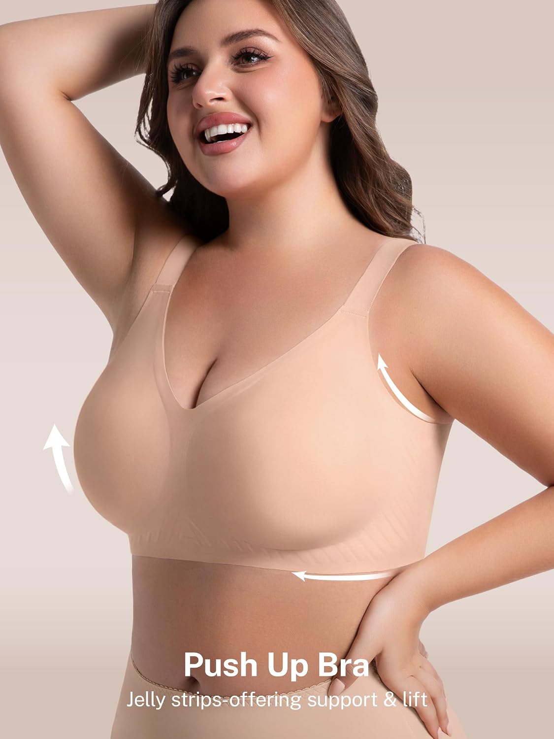 Detalle 2 de habibee Jelly Push Up Bra, Wireless Full-Coverage Plus-Size Bra, 32D–46E