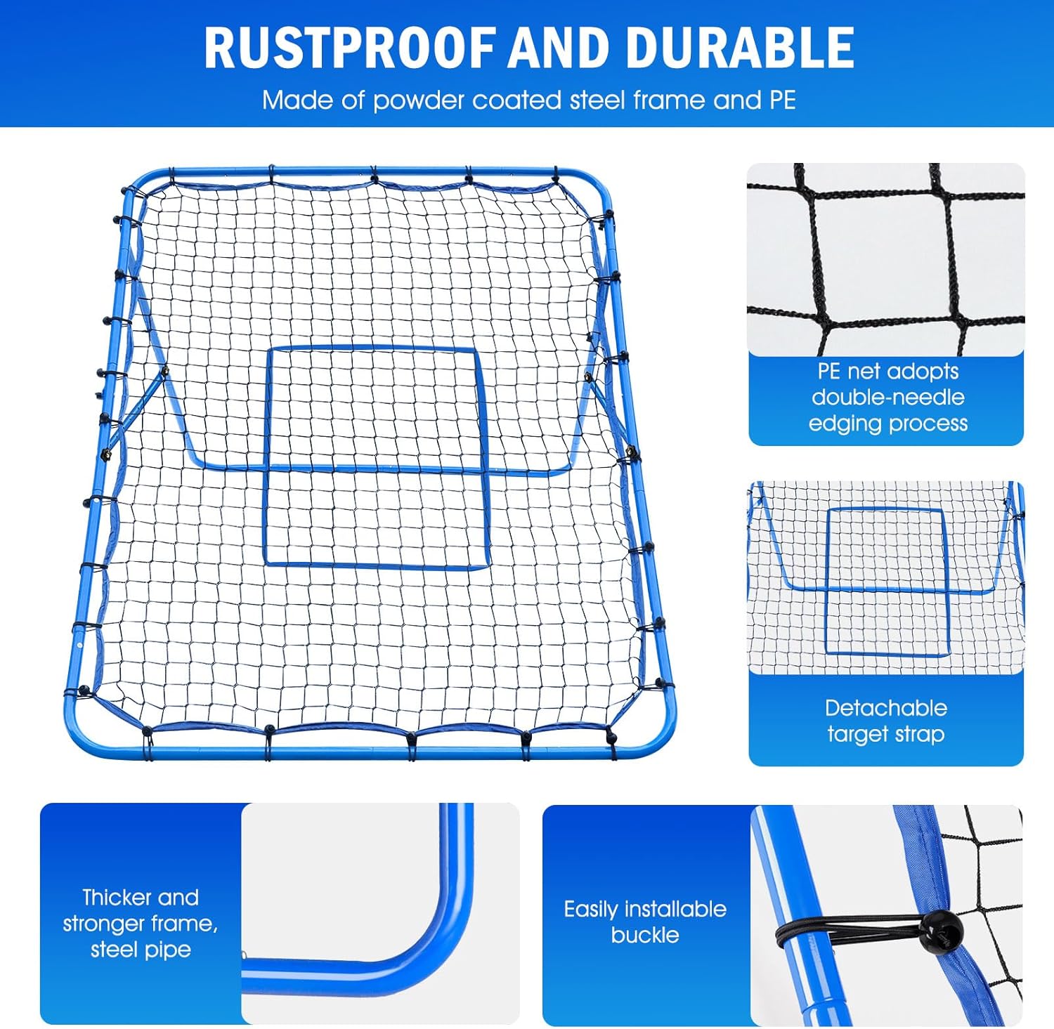 Thumbnail 6 de Winthai Volleyball/Baseball Rebounder Net (5 x 4 ft) with Quick-Adjust Pitchback Targets