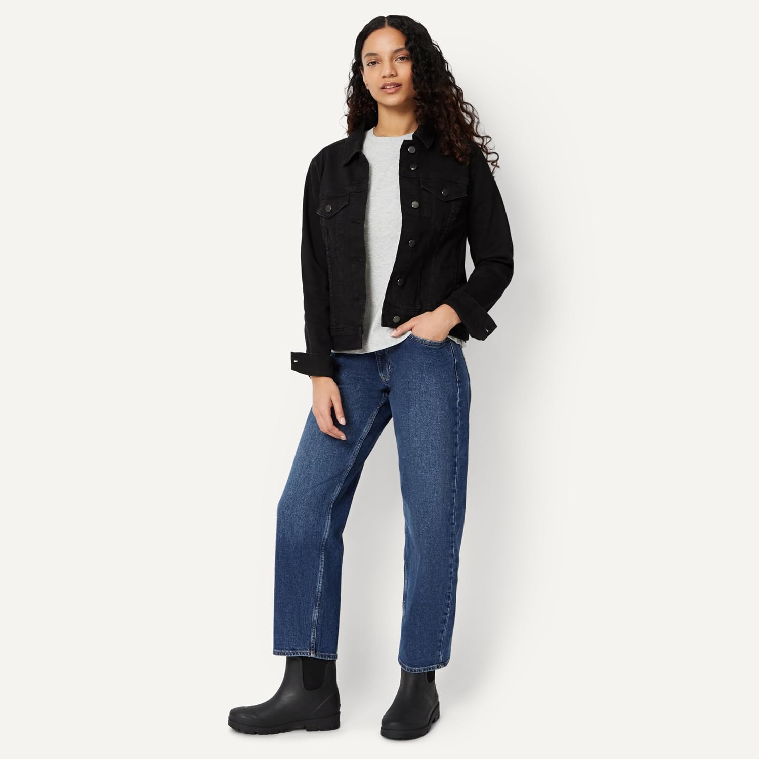 Detalle de Amazon Essentials Damen Wasserdichte Chelsea-Stiefelette – Regenstiefel mit elastischen Einsätzen