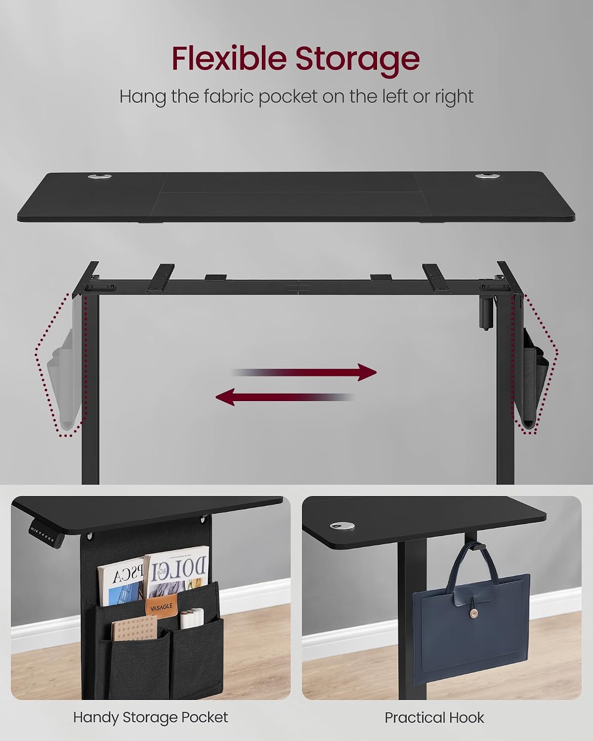 Detalle de VASAGLE Electric Standing Desk LSD134B02 (140 x 60 cm) – Height Adjustable