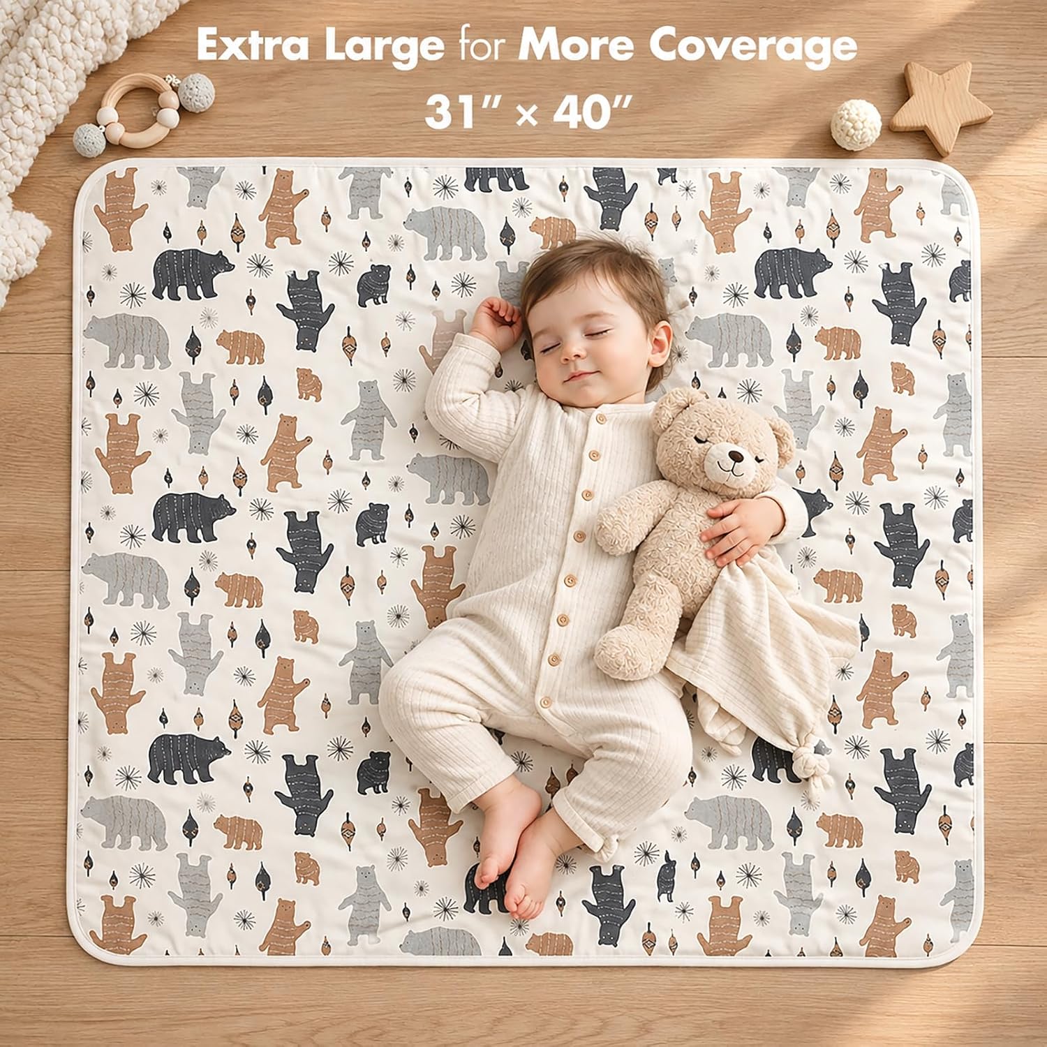 Thumbnail 1 de YIVEKO Waterproof Baby Bed Pad, 40 x 31 in Organic Cotton, Non-Slip Backing