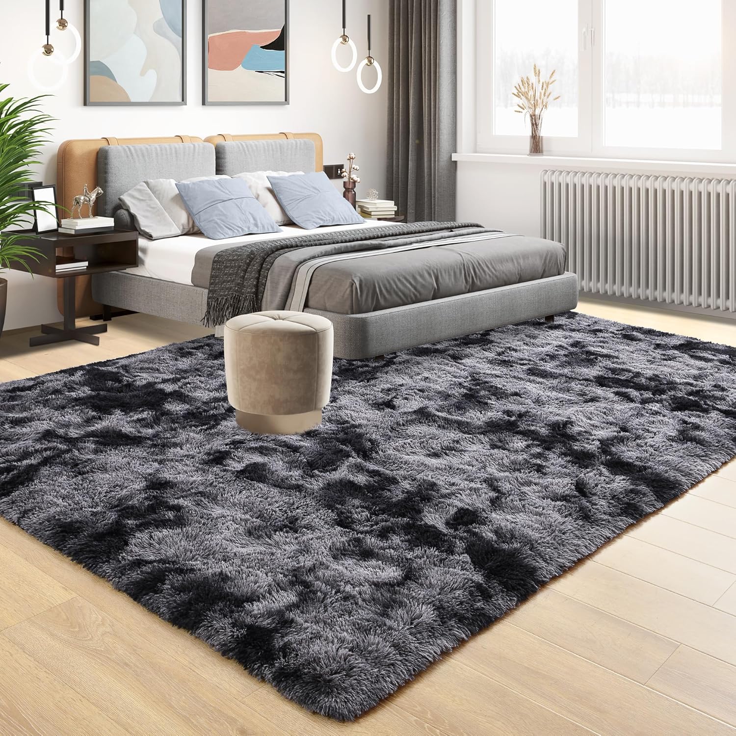 Detalle de Tepook 9 x 12 ft plush area rug — gray