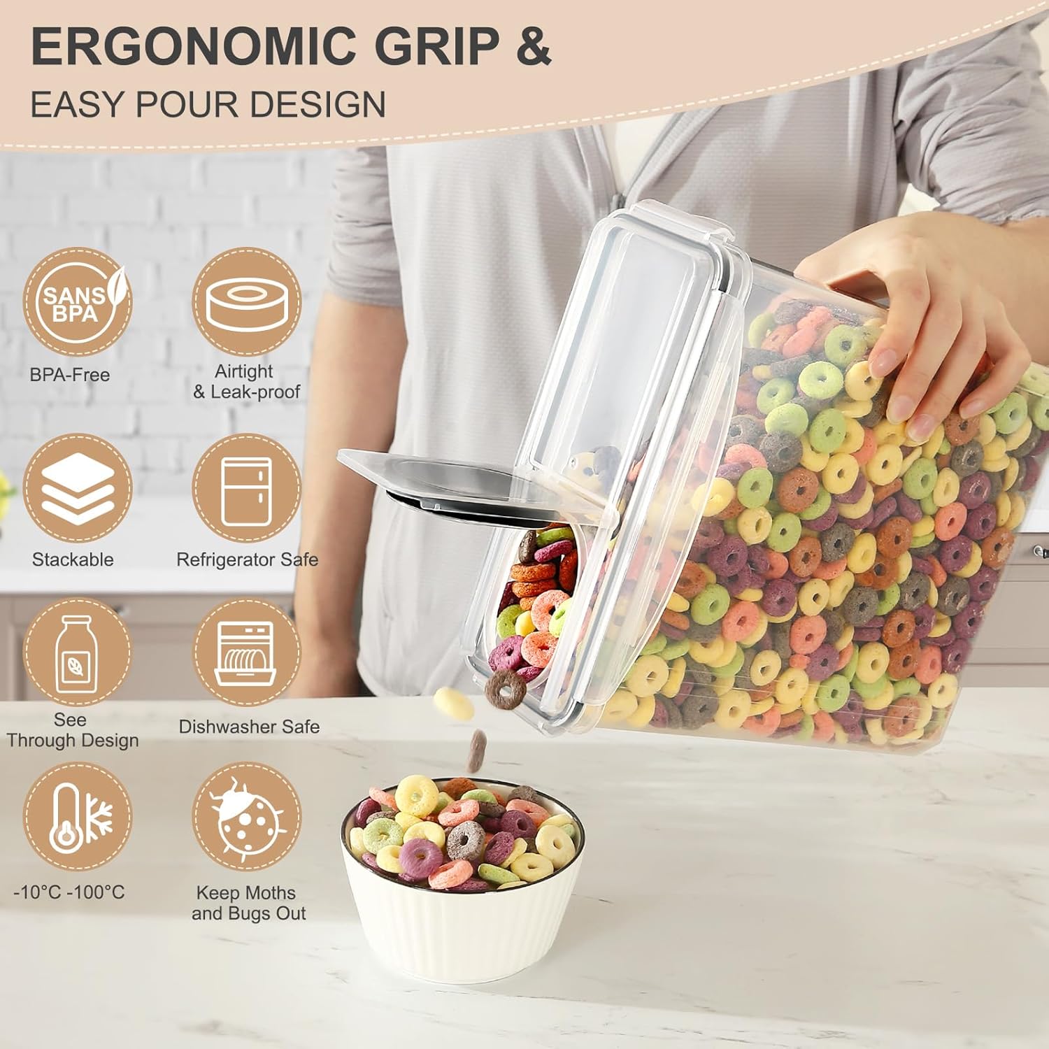 Detalle de Cereal storage containers 4 pack, 3.7L