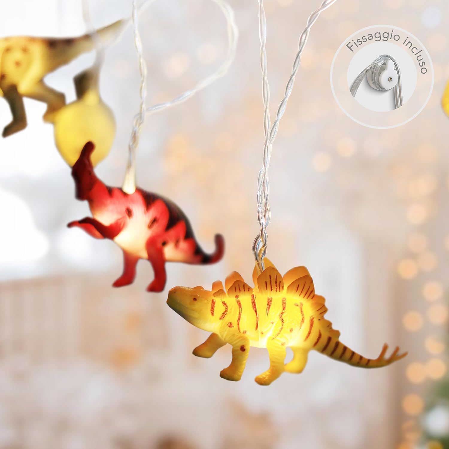 Thumbnail 1 de CozyHome Lucine LED decorative a forma di dinosauro, 4 metri con spina e 12 figure