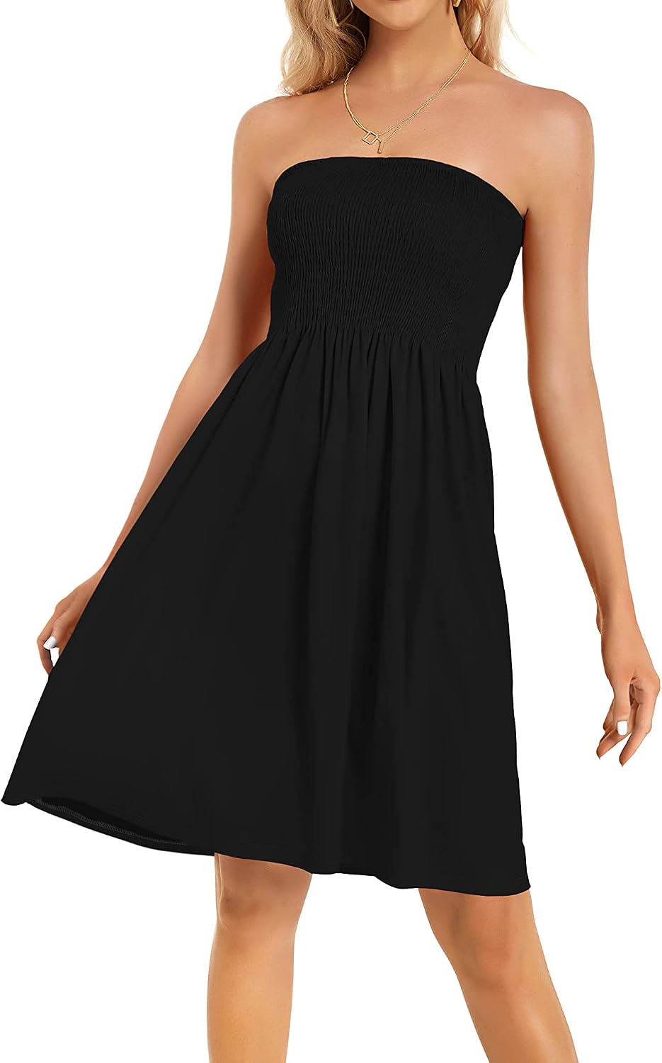 Detalle de CHICALLURE Strapless Midi Dress for Women, Floral or Solid
