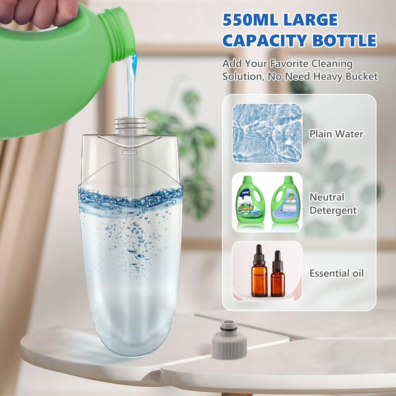 Thumbnail 1 de BPAWA Spray Mop with Sprayer and 4 Washable Microfibre Pads – 550ml