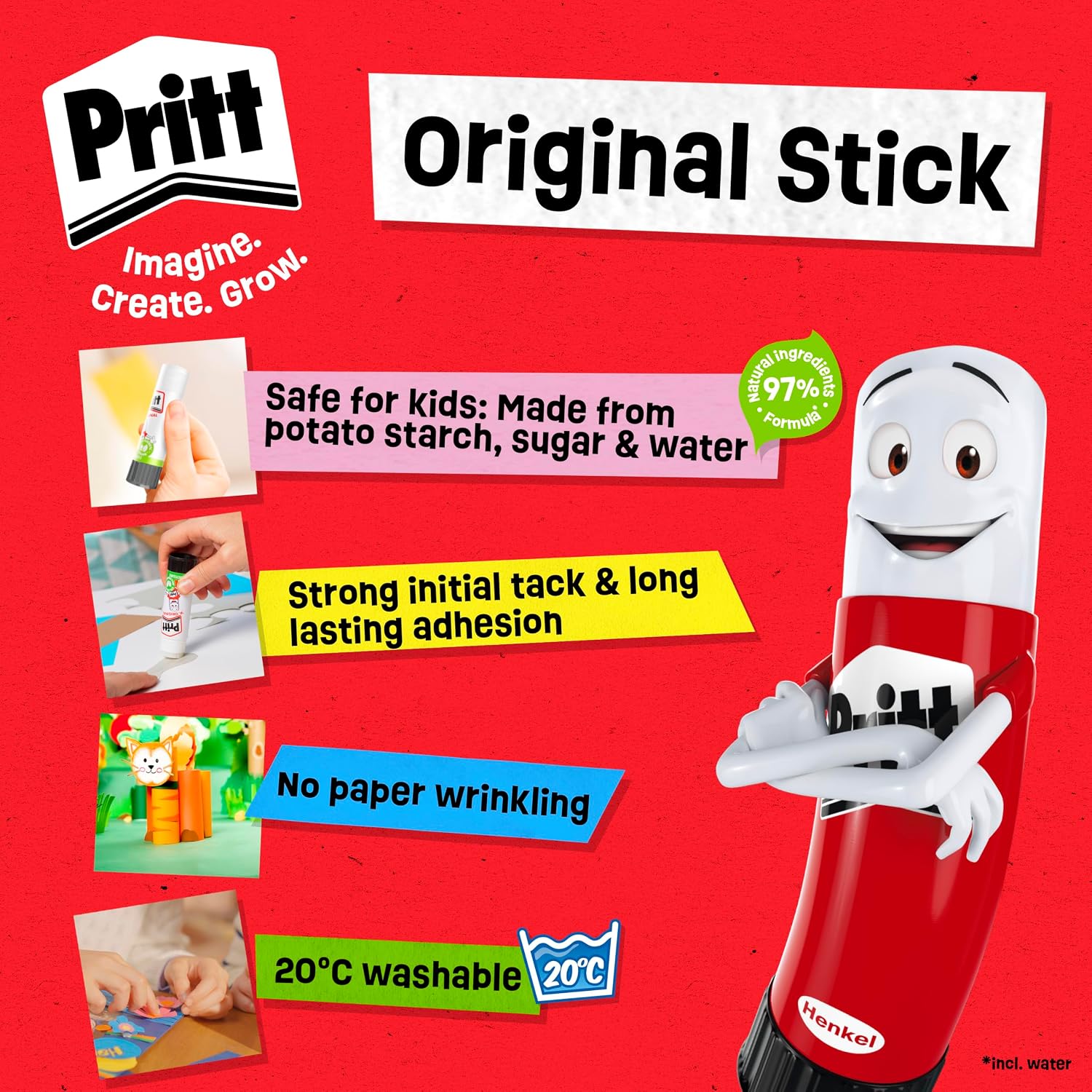 Thumbnail 1 de Pritt Glue Stick 43g (Pack of 5) – Safe & Child-Friendly Craft Glue for Arts & Crafts