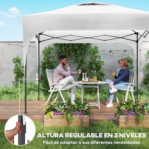 Detalle de Outsunny Carpa Plegable 3x3 m: cenador de jardín con altura ajustable y protección total