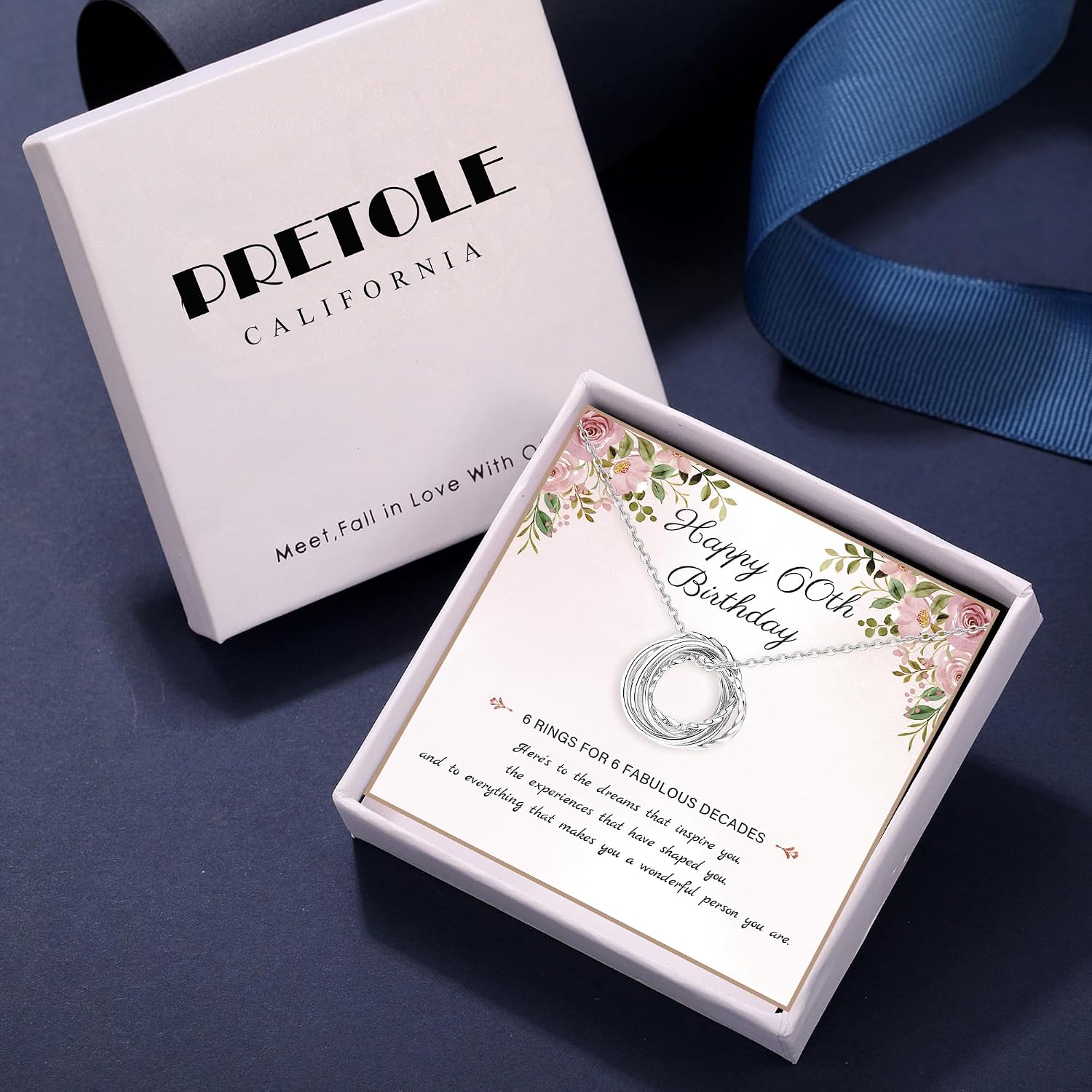 Detalle 2 de PRETOLE 60th Birthday Interlocking Circles Necklace in Sterling Silver