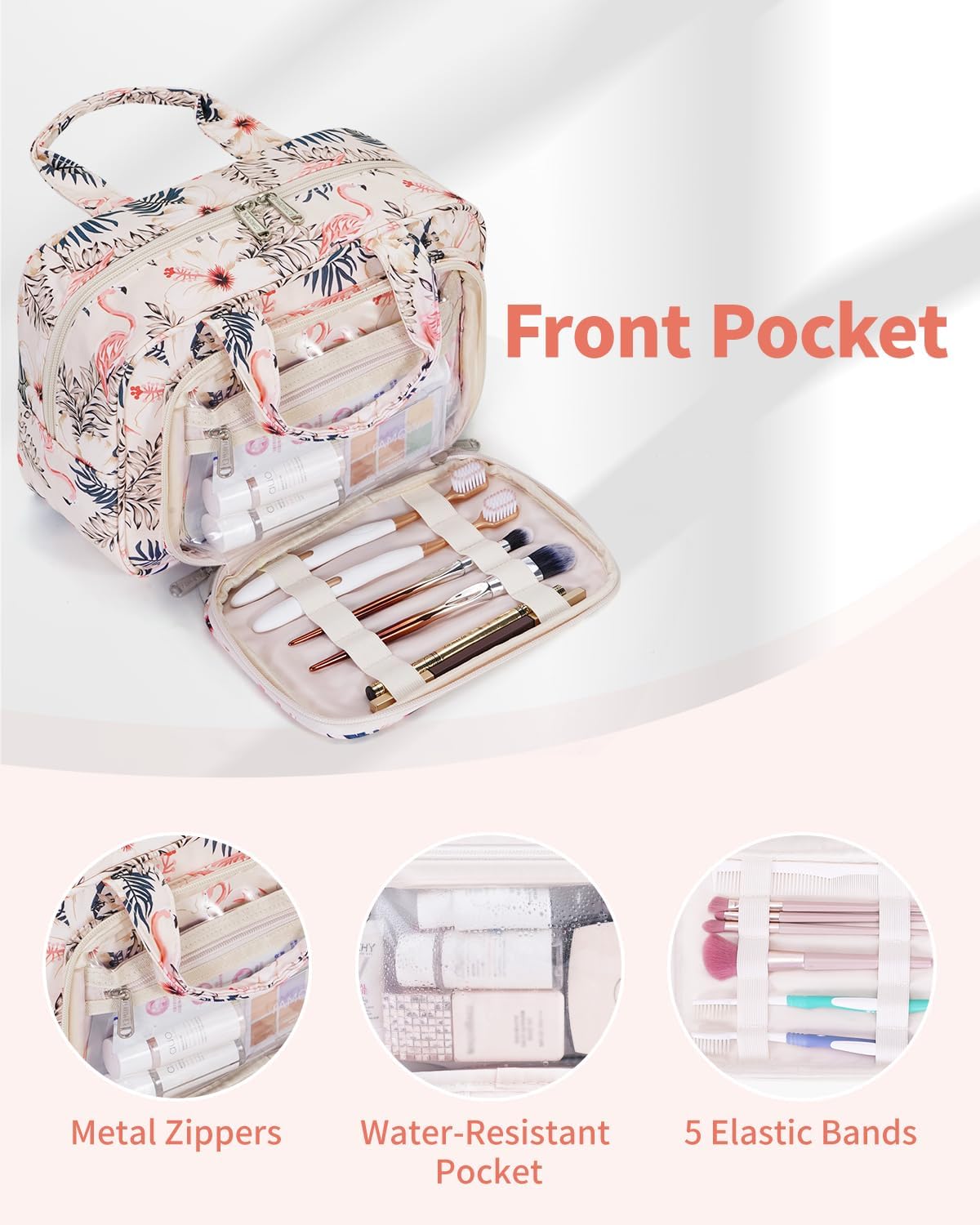 Thumbnail 3 de Narwey Full Size Toiletry Bag (Large Wash Bag) – Beige Flamingo