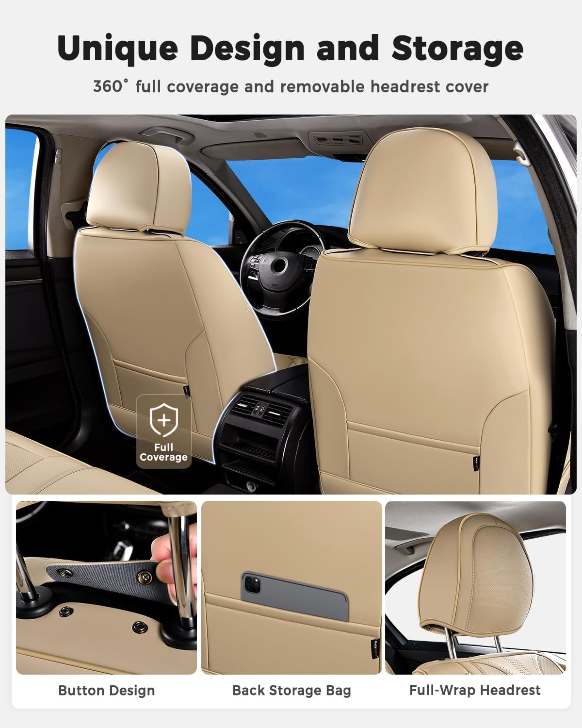 Detalle 2 de Huidasource Nappa Leather Car Seat Covers
