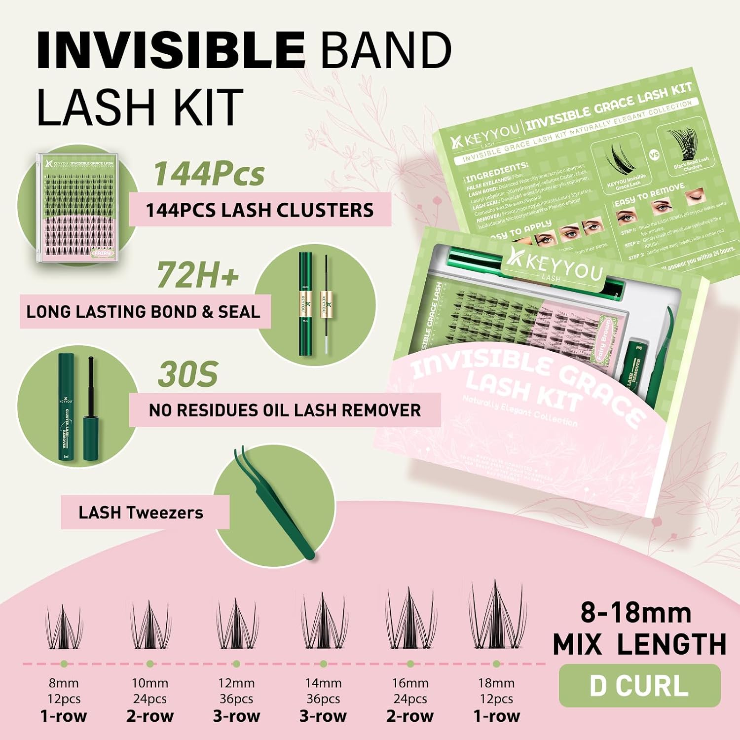 Thumbnail 1 de KEYYOU Fairy Lash Clusters Kit 144 pcs 😍