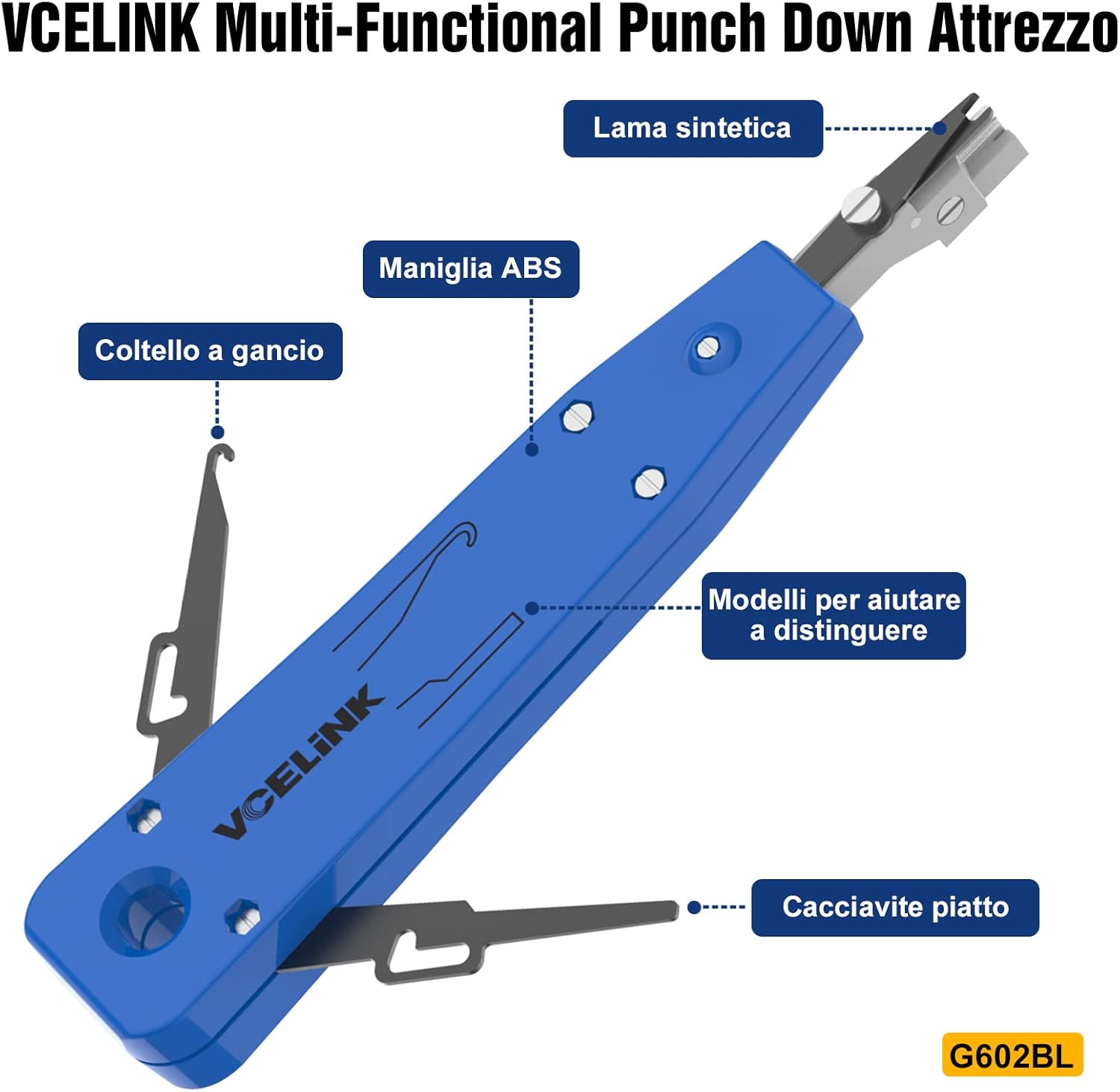 Thumbnail 1 de VCELINK G602BL Attrezzo Punch Down per RJ45