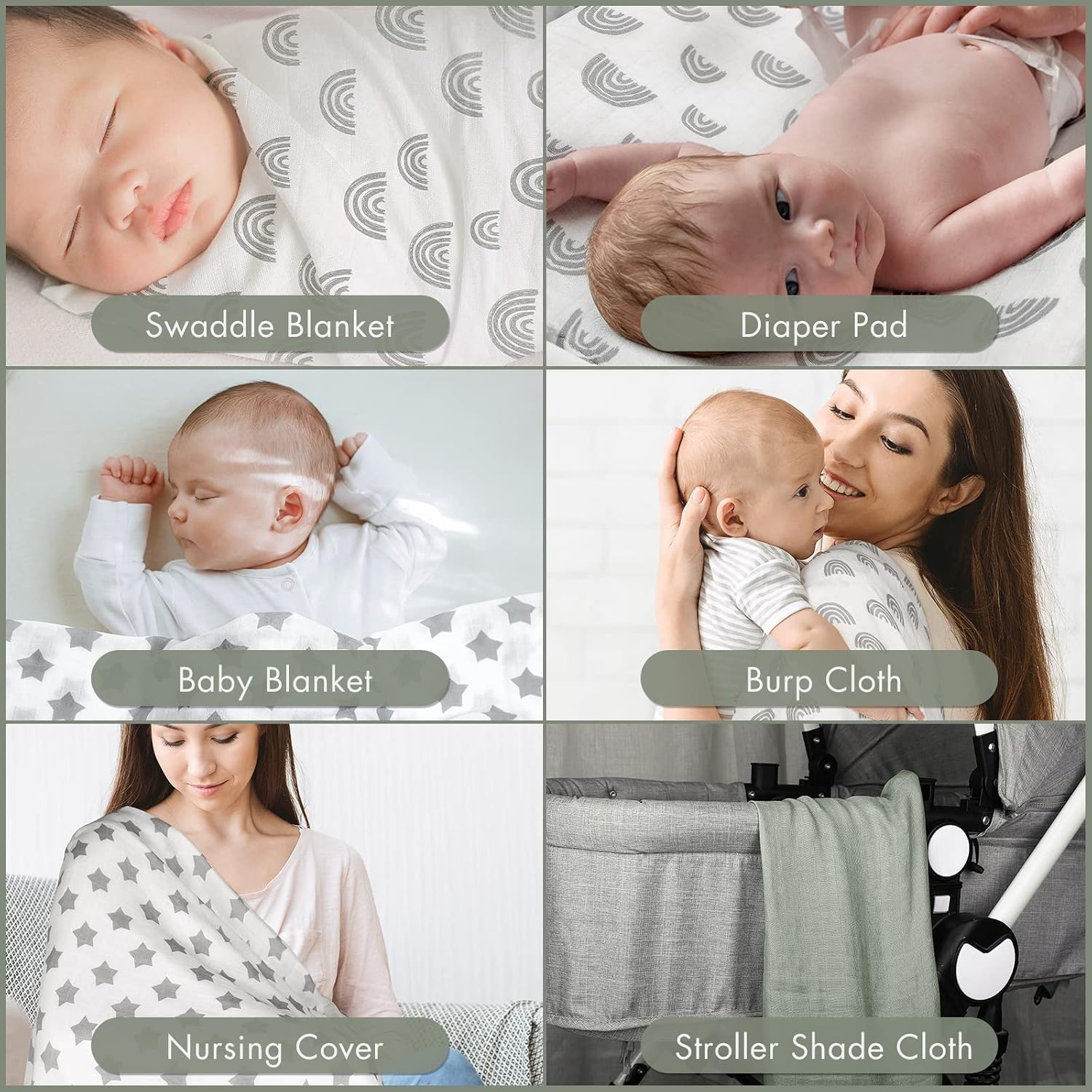 Detalle de GLLQUEN BABY muslin squares 6 pack 70cm