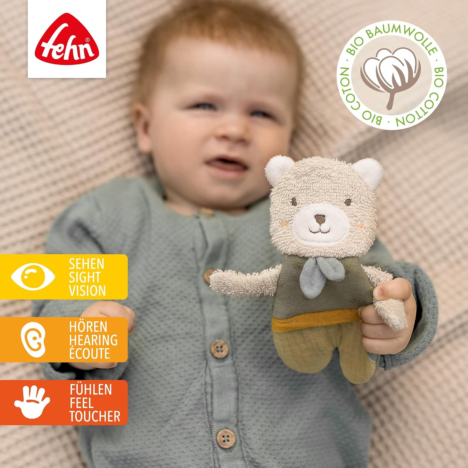Thumbnail 1 de Fehn Knister Bär fehnNATUR Activity Baby Raschel