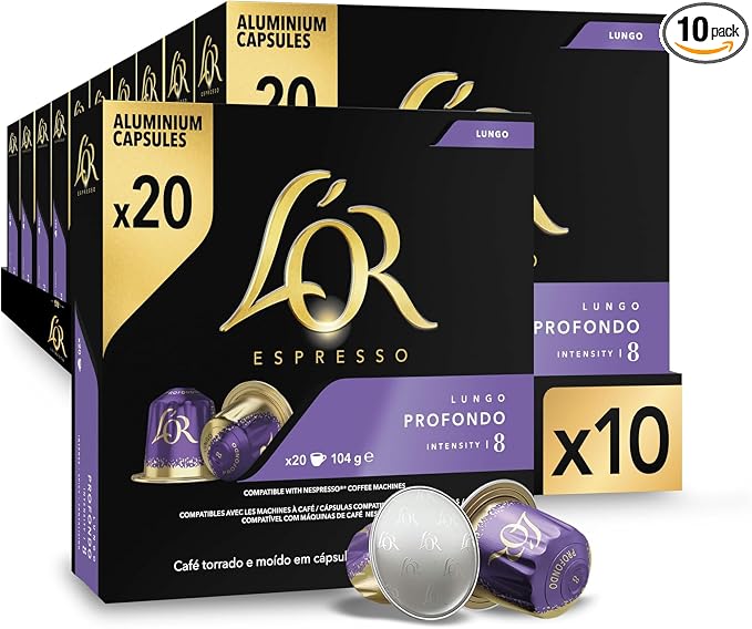 Detalle de L'OR Espresso Lungo Profondo | 200 Cápsulas Nespresso