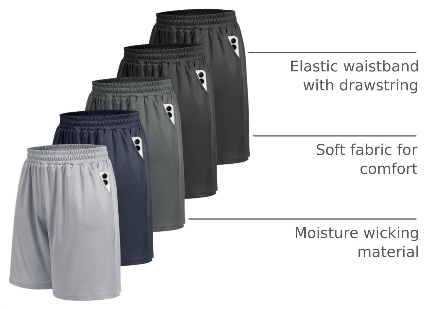 Detalle 2 de 5-Pack Men's Athletic Shorts