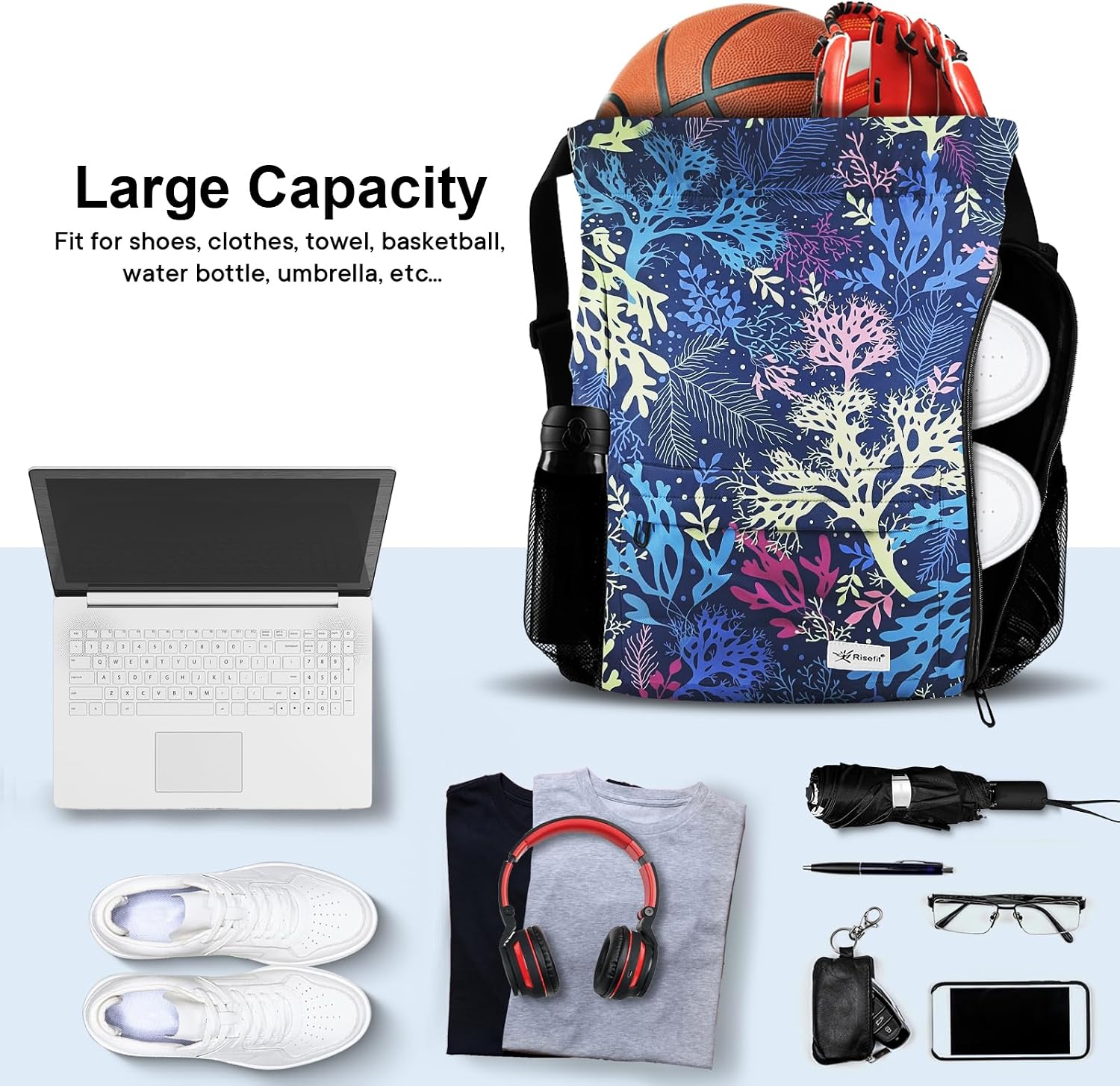 Detalle de Risefit Waterproof Swimming Bags drawstring gym bag for adults with multiple pockets