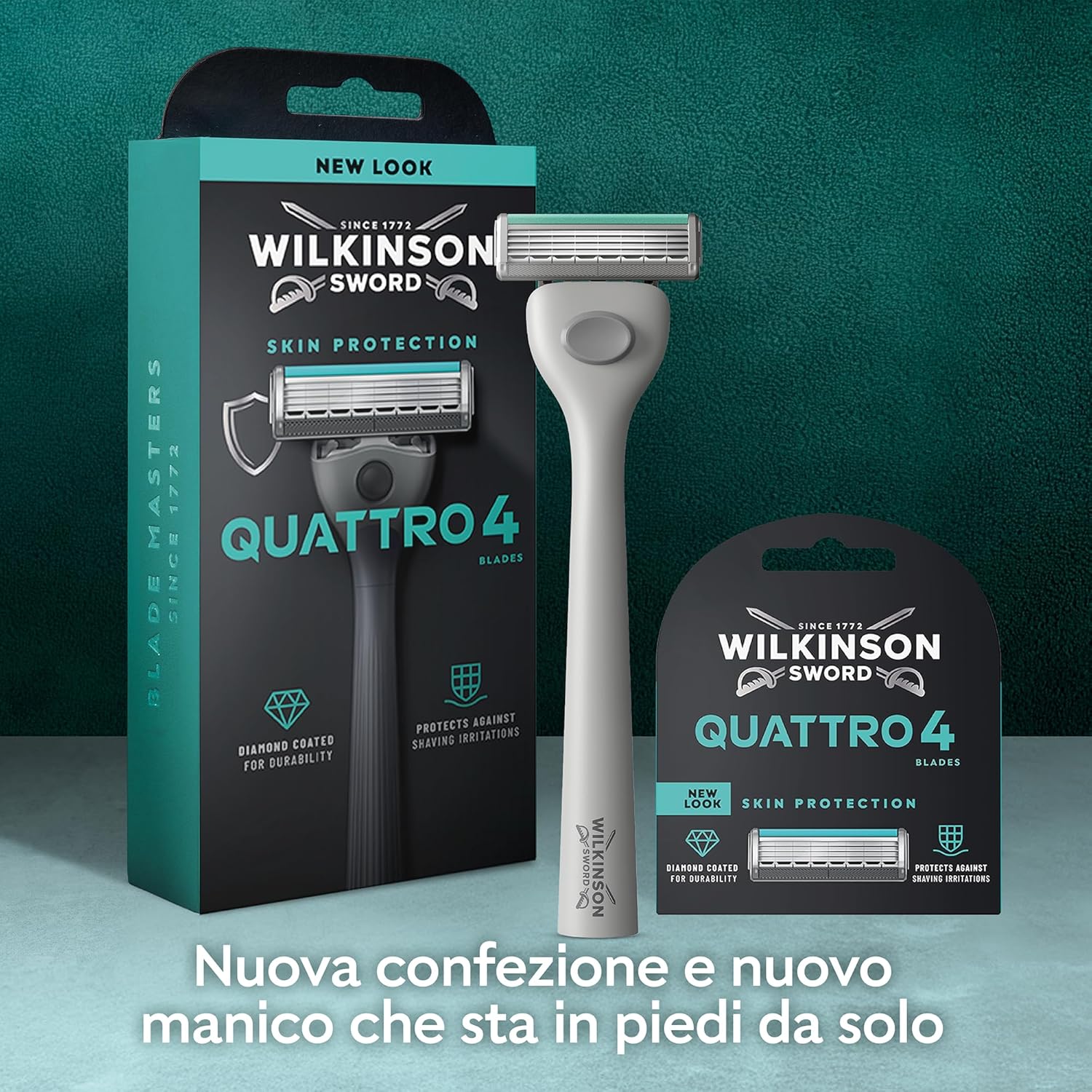 Thumbnail 6 de Wilkinson Sword Quattro: rasoio da uomo a 4 lame rivestite in diamante, formato convenienza