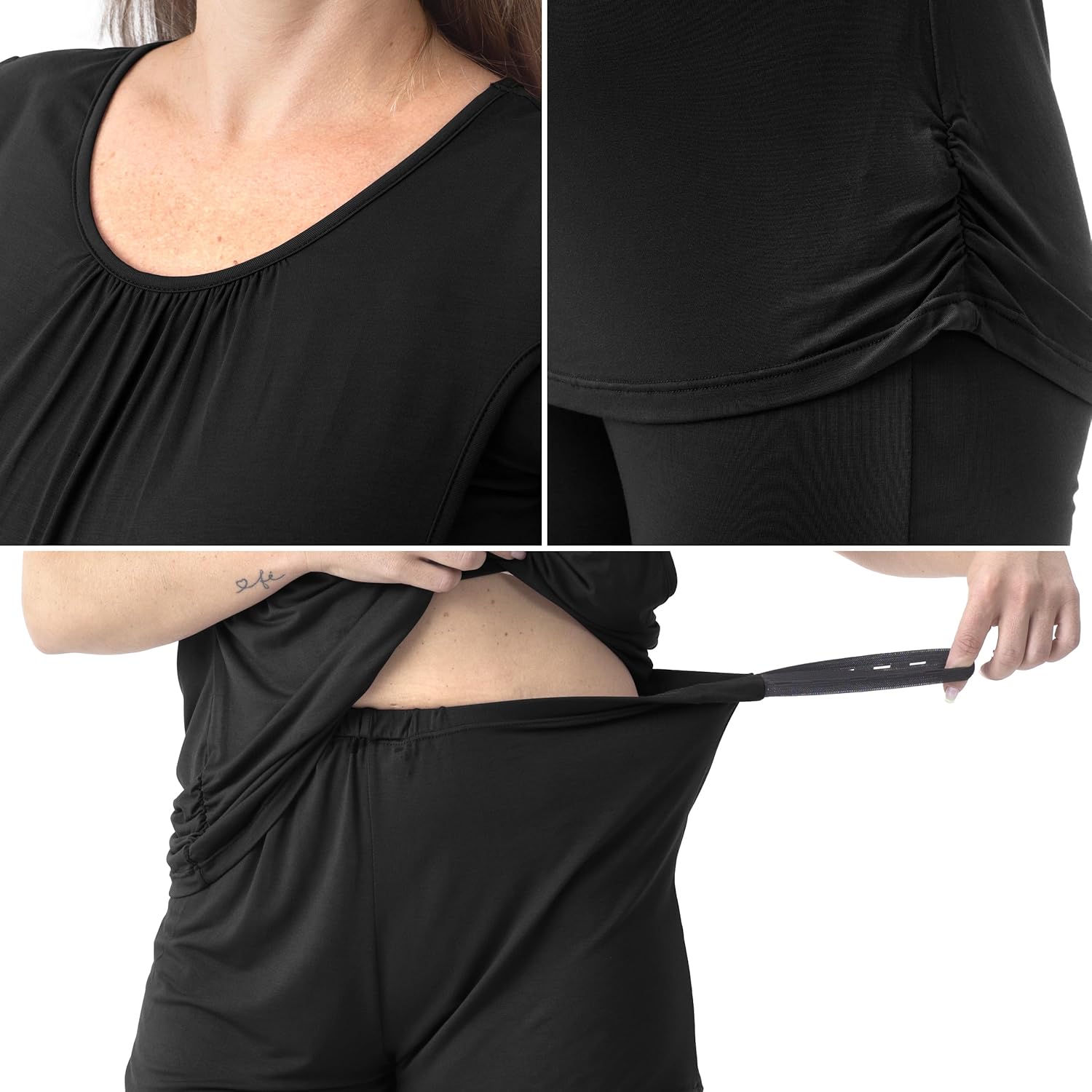 Thumbnail 4 de SUNNYBUY Damen Umstandsmode Stillpyjama-Set – 3-teiliges Stillpyjama-Set mit Kurzarm-Shirt, Shorts und Schlafhose