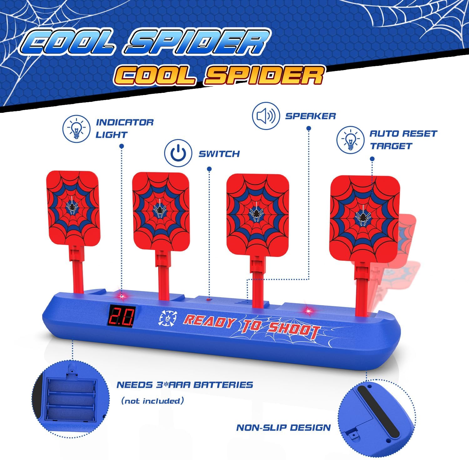 Detalle 2 de Spider Electronic Target with Nerf Toy Gun for Kids