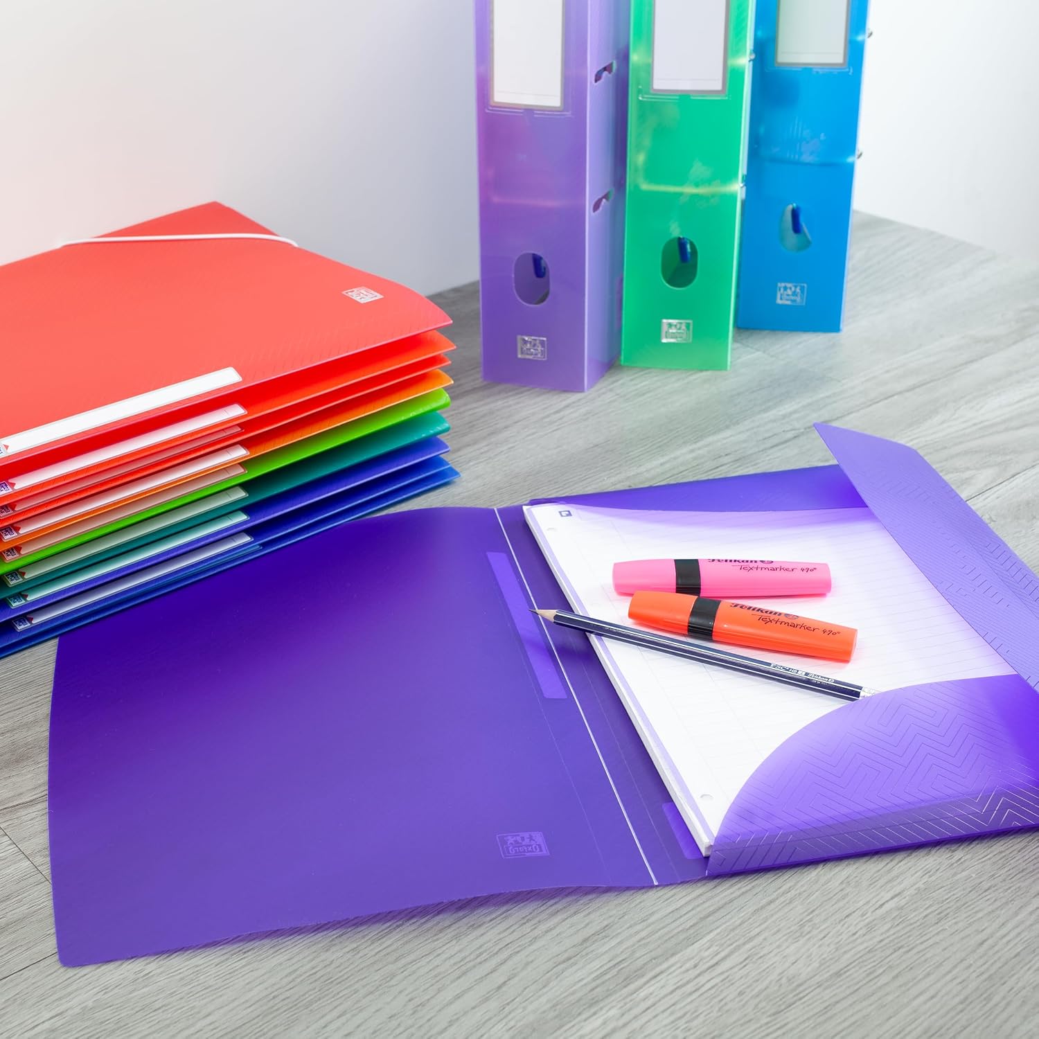 Thumbnail 5 de Oxford A4+ Plastic Wallets: 3-Flap Folders in Assorted Colours (Pack of 10)