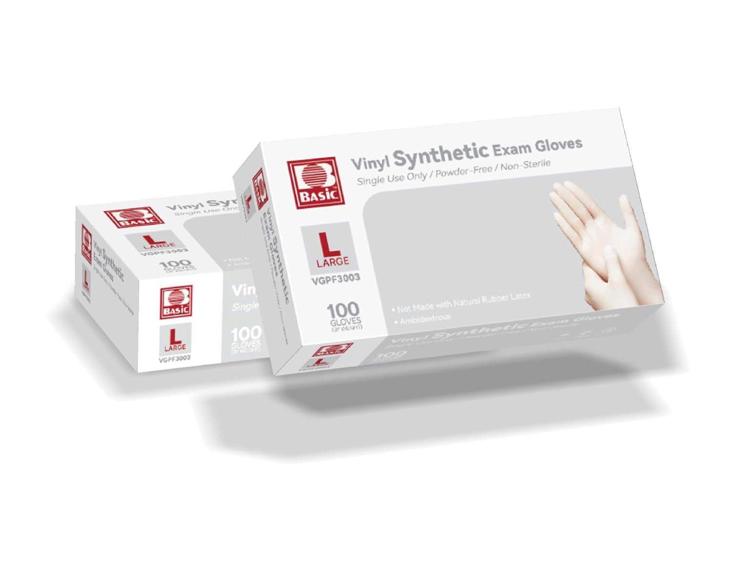 Thumbnail 6 de Basic Medical Vinyl Exam Gloves, Large