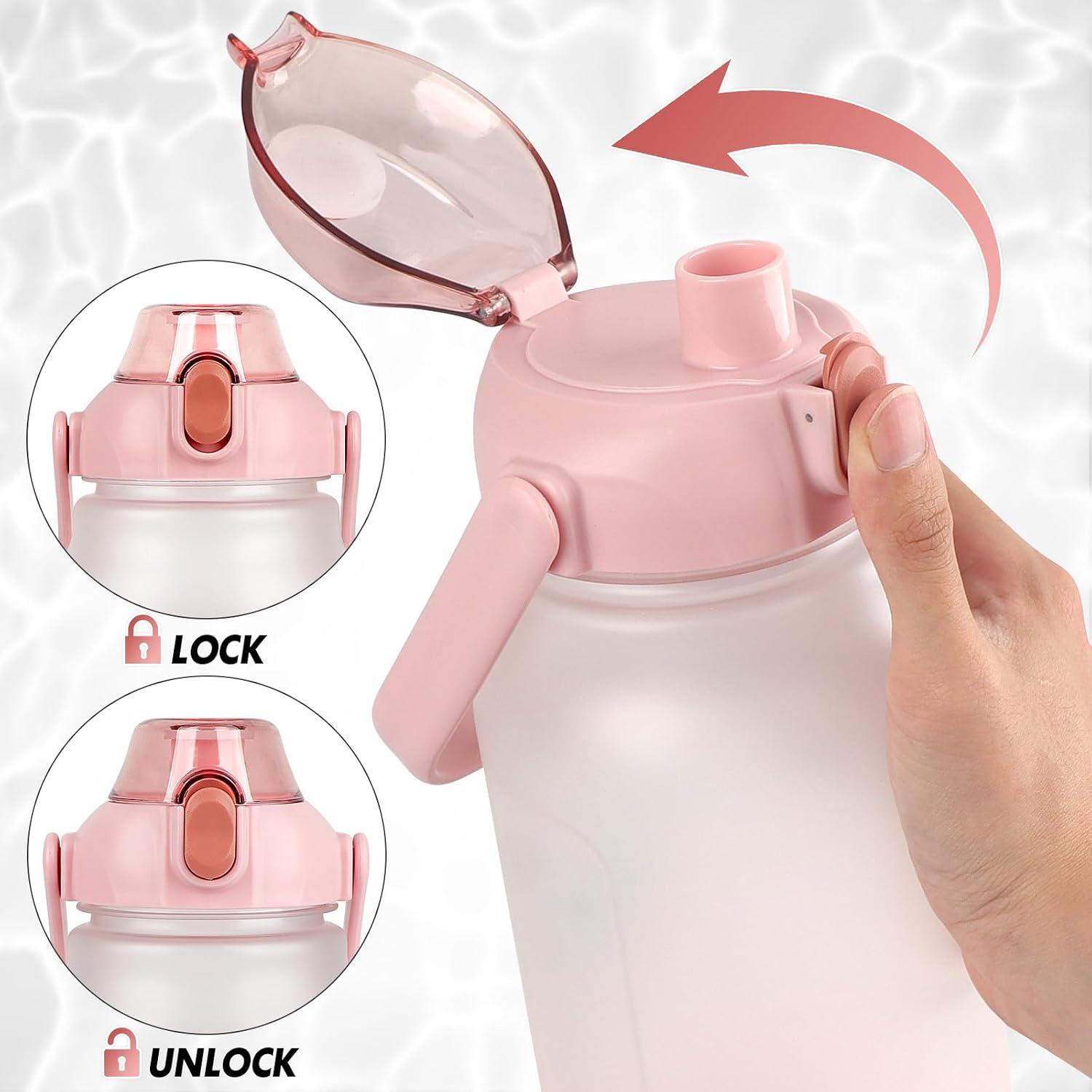 Detalle de GXCROR 2L Leakproof Water Bottle with Straw – BPA Free, Anti-Rupture