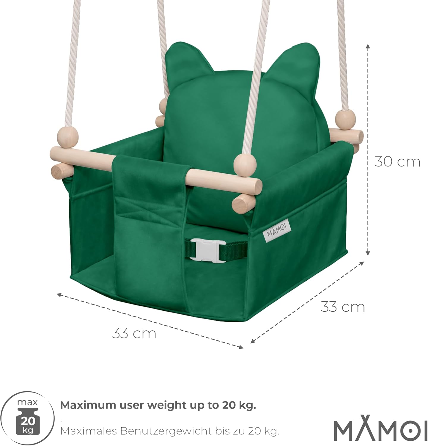 Detalle 2 de MAMOI Altalena per bambini con cintura di sicurezza – seduta sicura per interno, 6–36 mesi