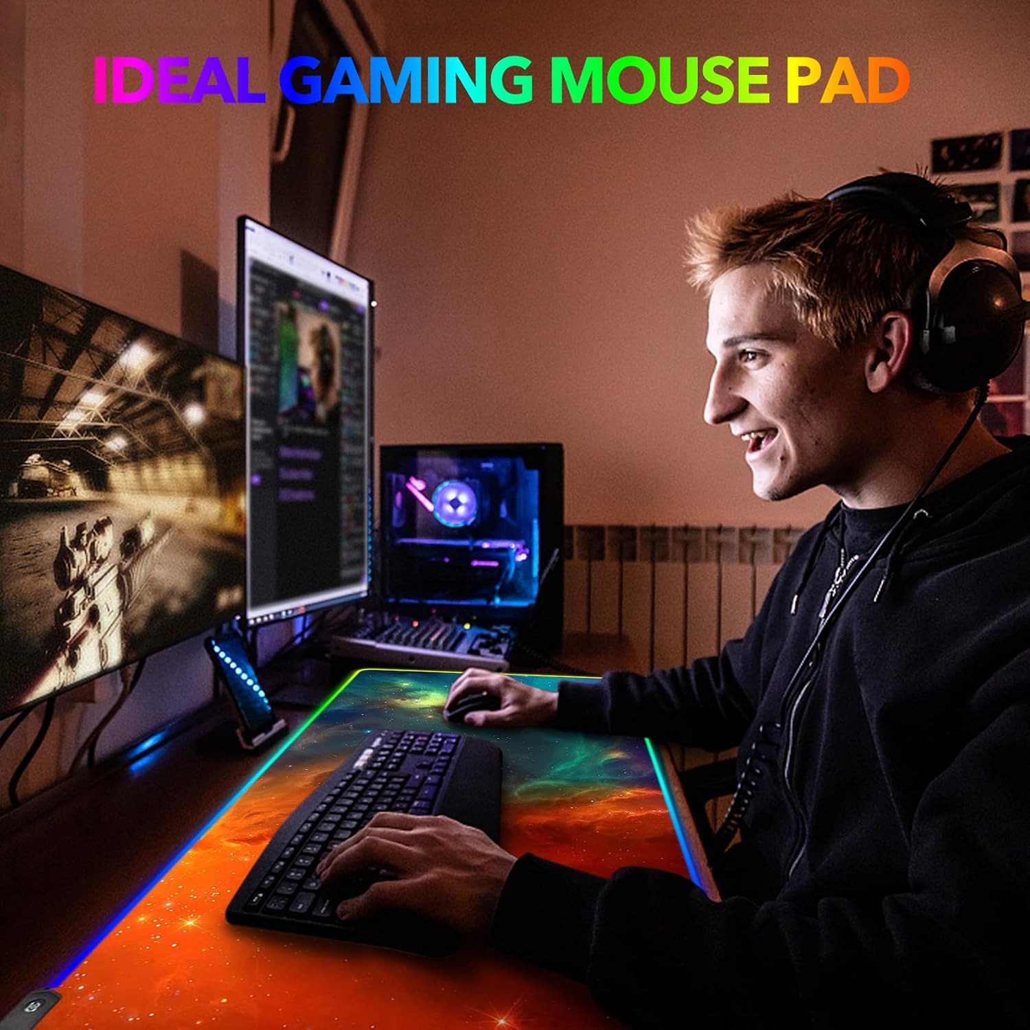 Thumbnail 6 de AIMSA Large RGB Gaming Mouse Pad, 35.4 x 15.8-Inch Galaxy Nebula Desk Mat