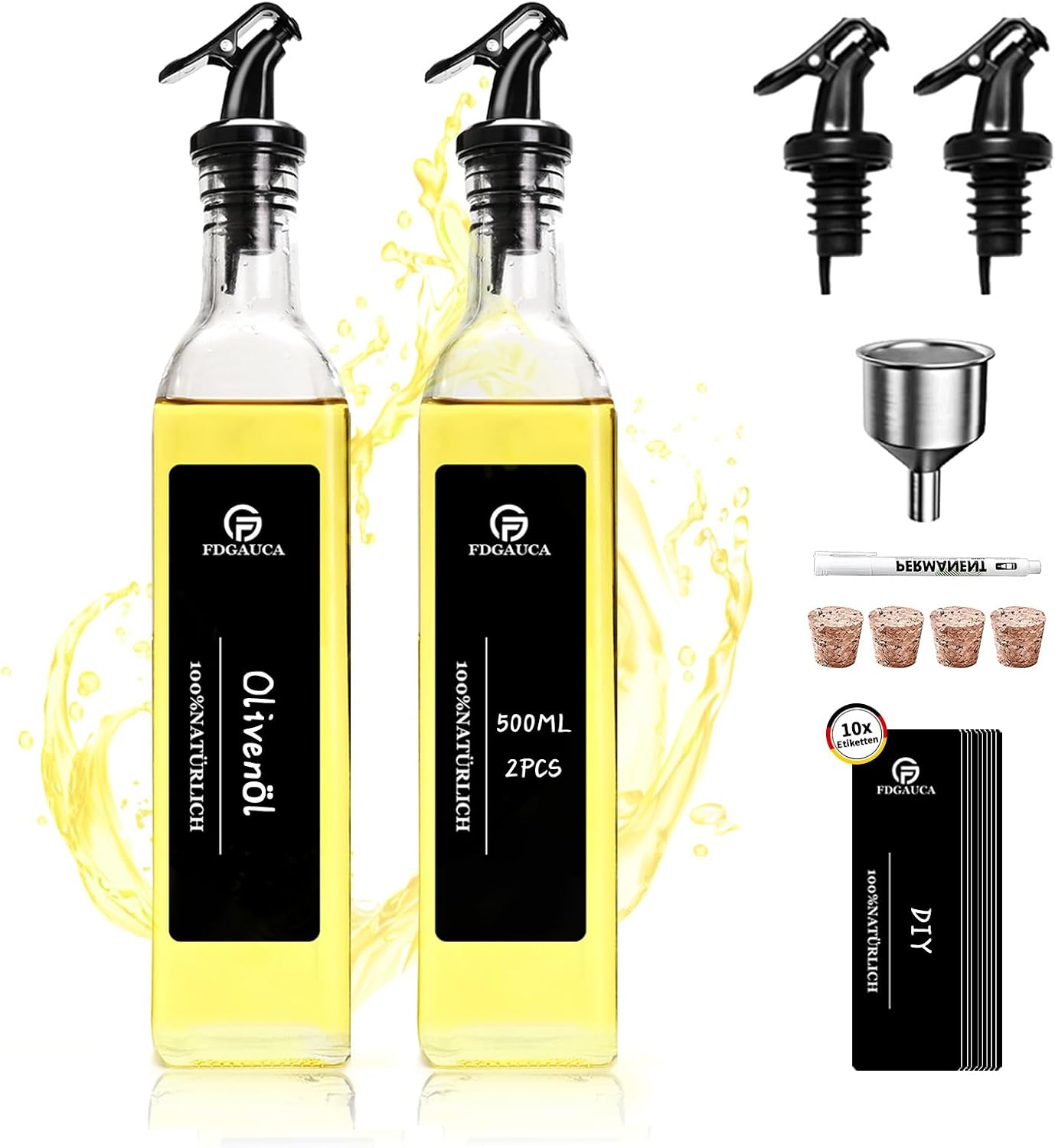 Detalle 2 de SAEIV Ölflasche aus Glas 12er Set 160 ml